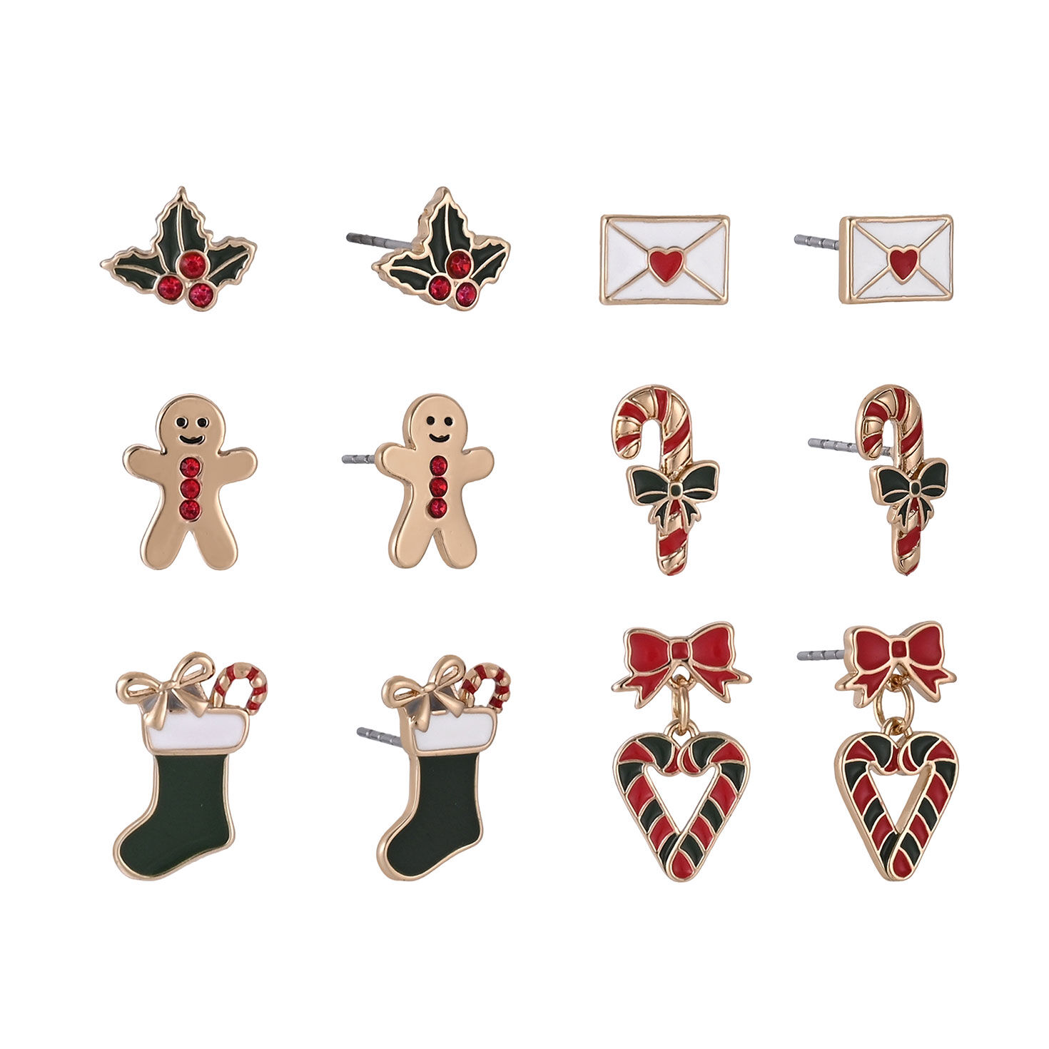 6-pair Christmas Earring Set - Stocking