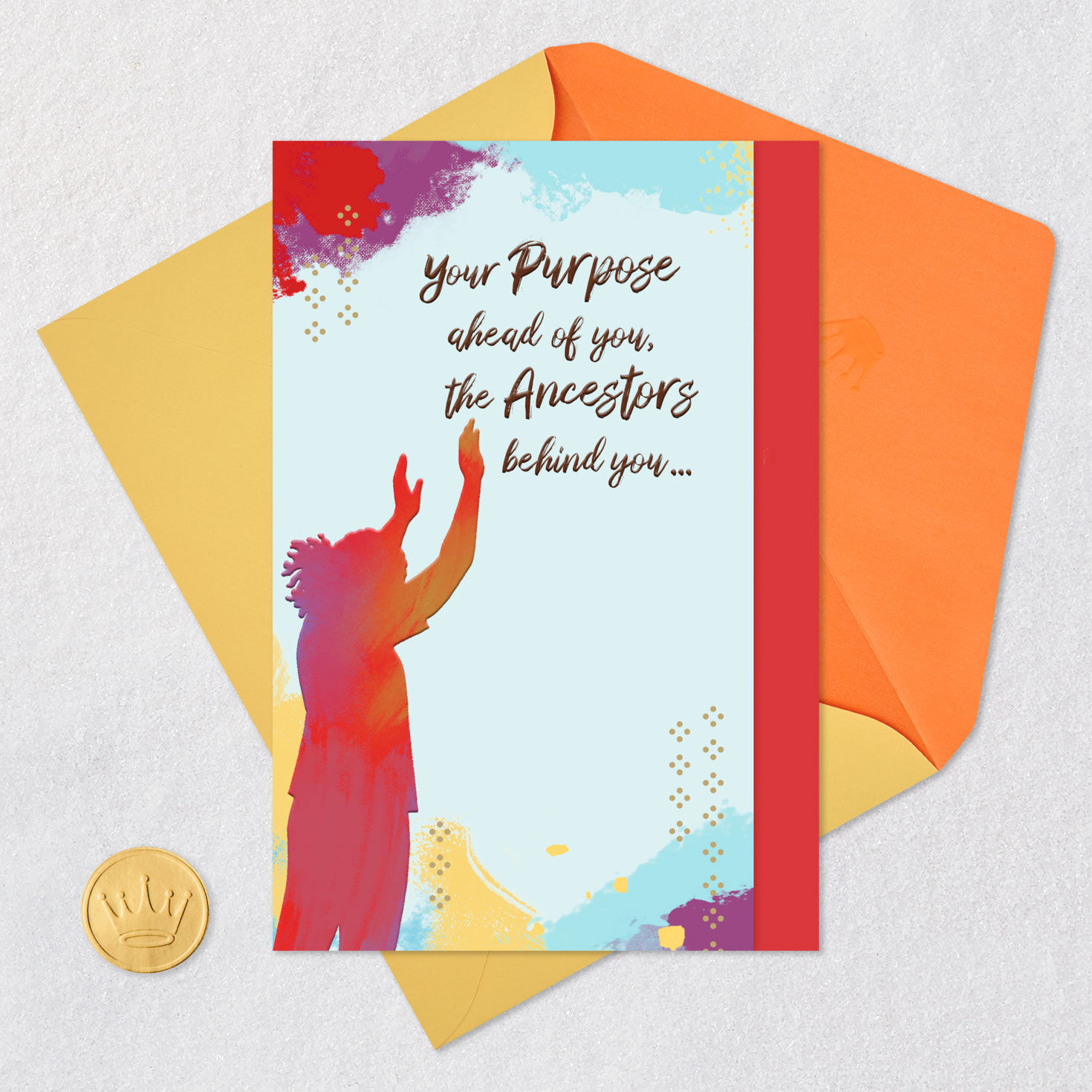 Red and Purple Silhouette Birthday Card Card Front with Envelope and Gold Seal image number 5