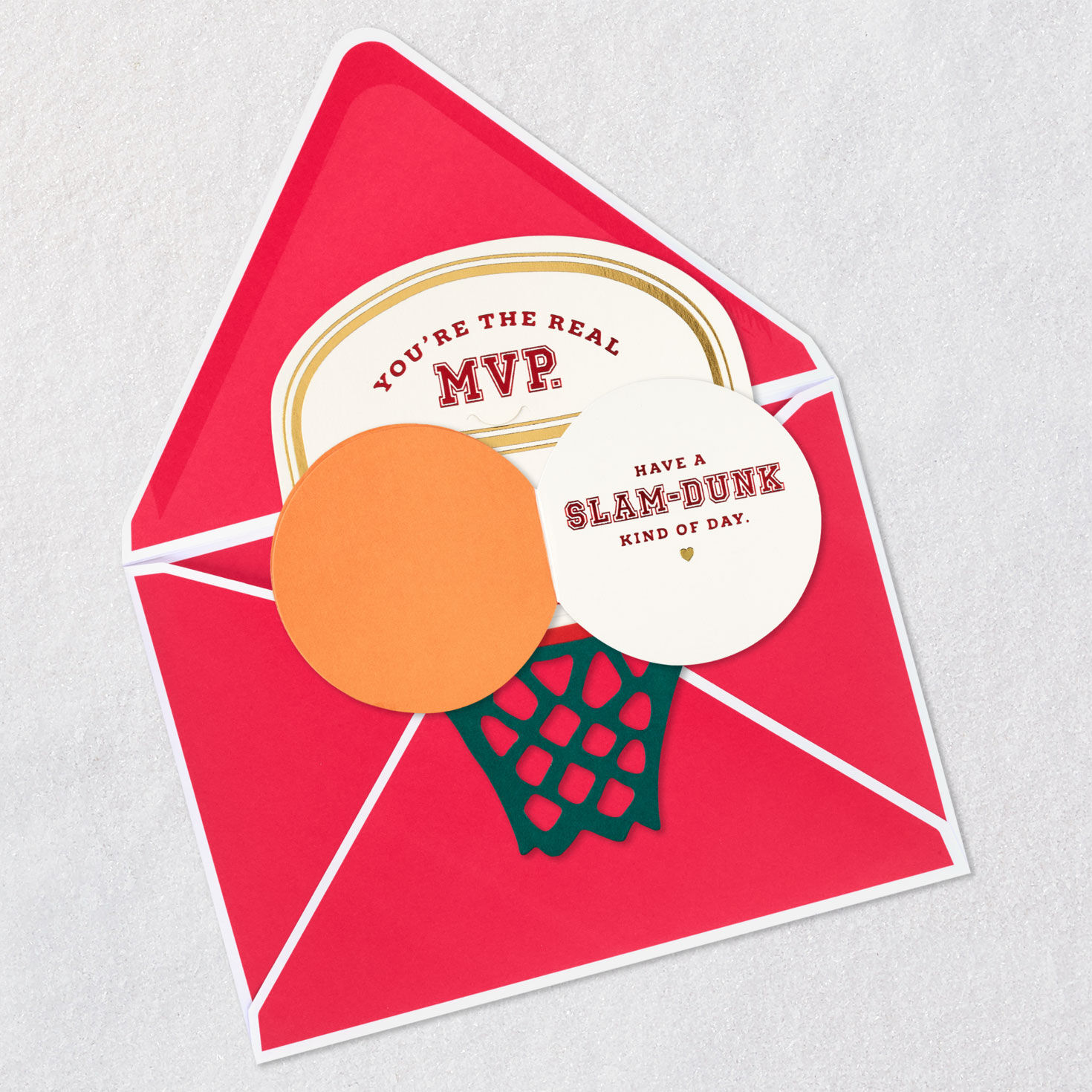 Basketball Hoop Paper Craft Card for Kids Open card with envelope image number 3