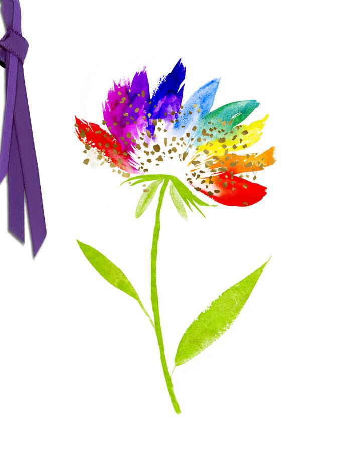 Rainbow Flower Blank Just Because Card