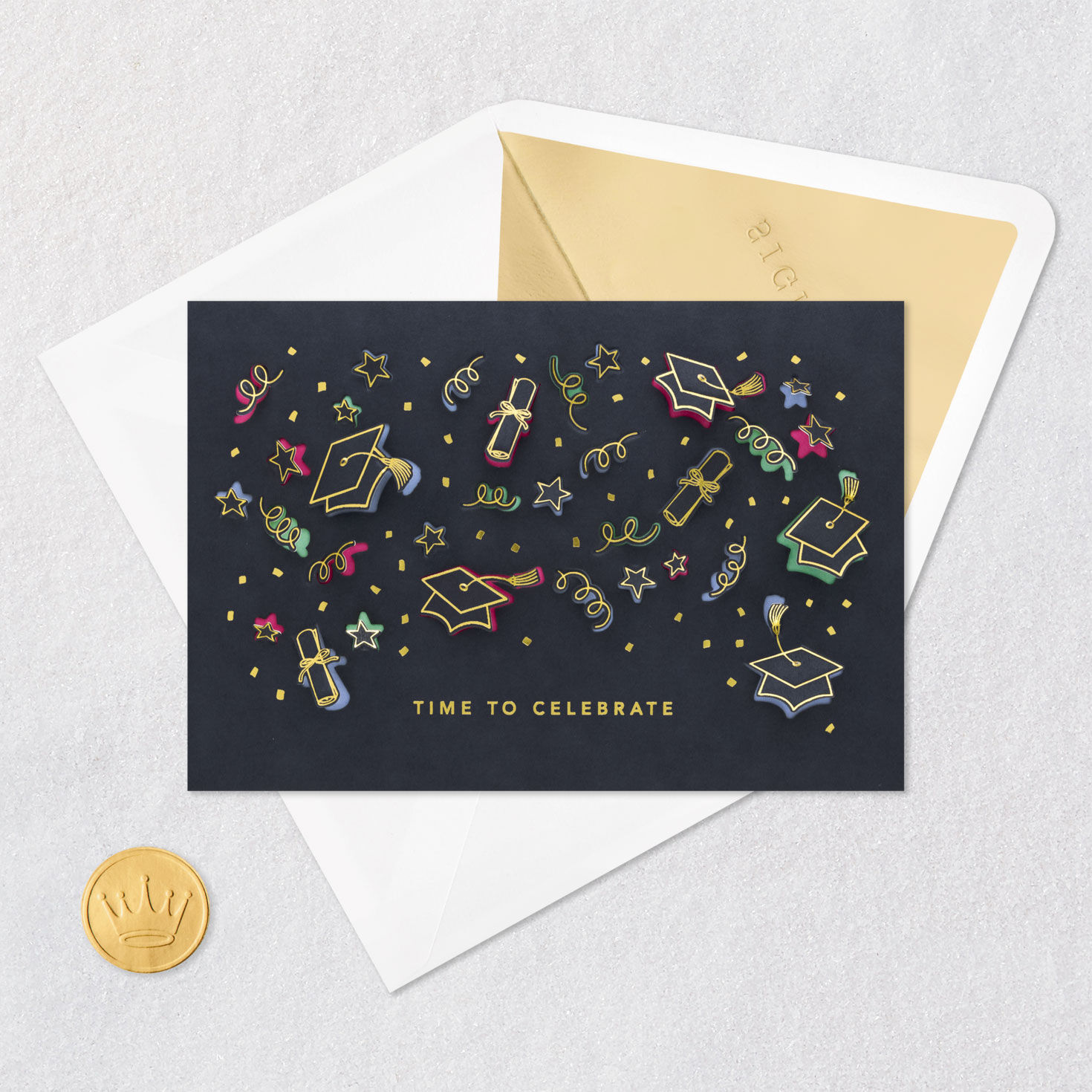 Time to Celebrate Graduation Card Card Front with Envelope and Gold Seal image number 5