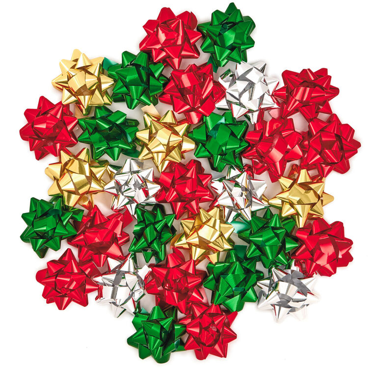 Bag of 30 Assorted Mini Metallic Christmas Gift Bows