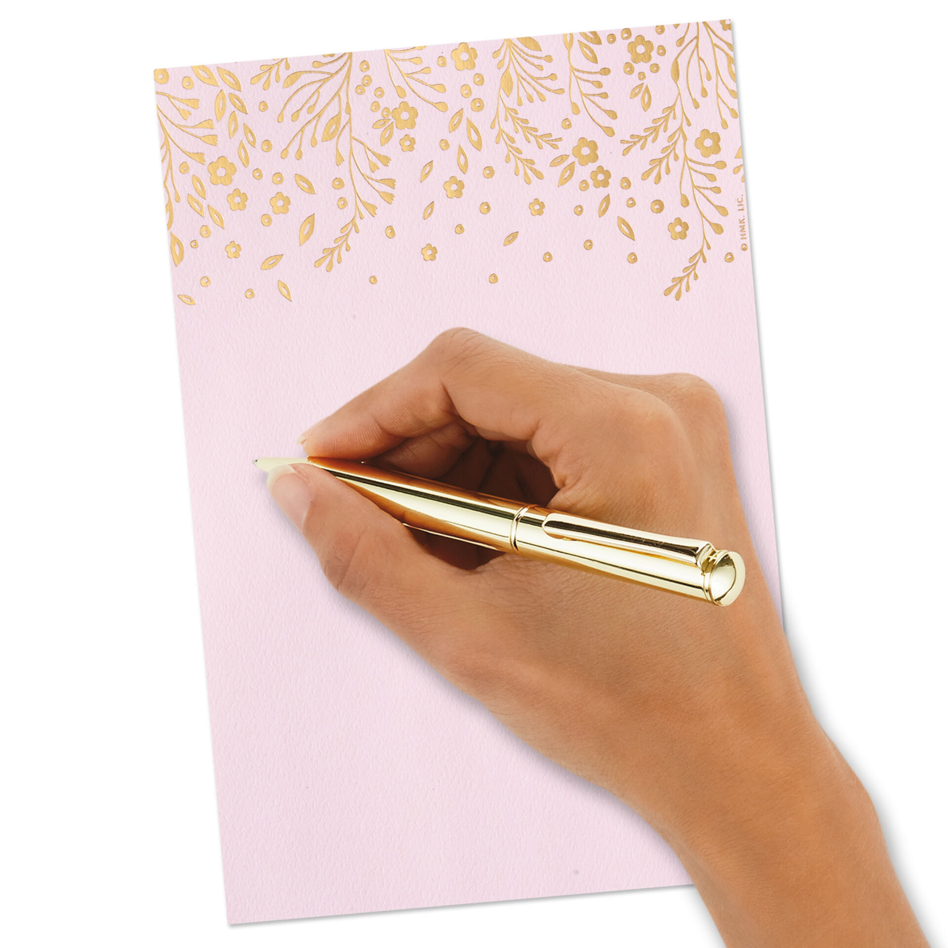 Gold Floral on Pink Stationery Set, Box of 20 Designed Stationery
