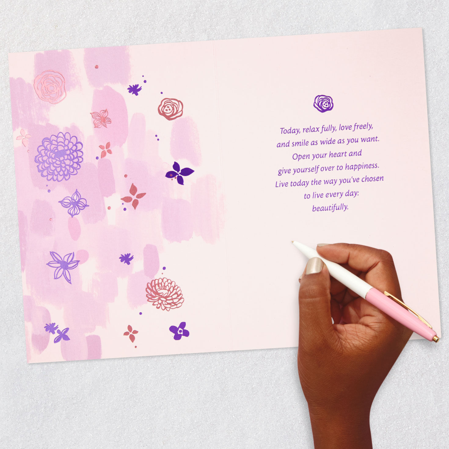 Woman With Floral Headpiece Sister Mother's Day Card Signing card image number 6