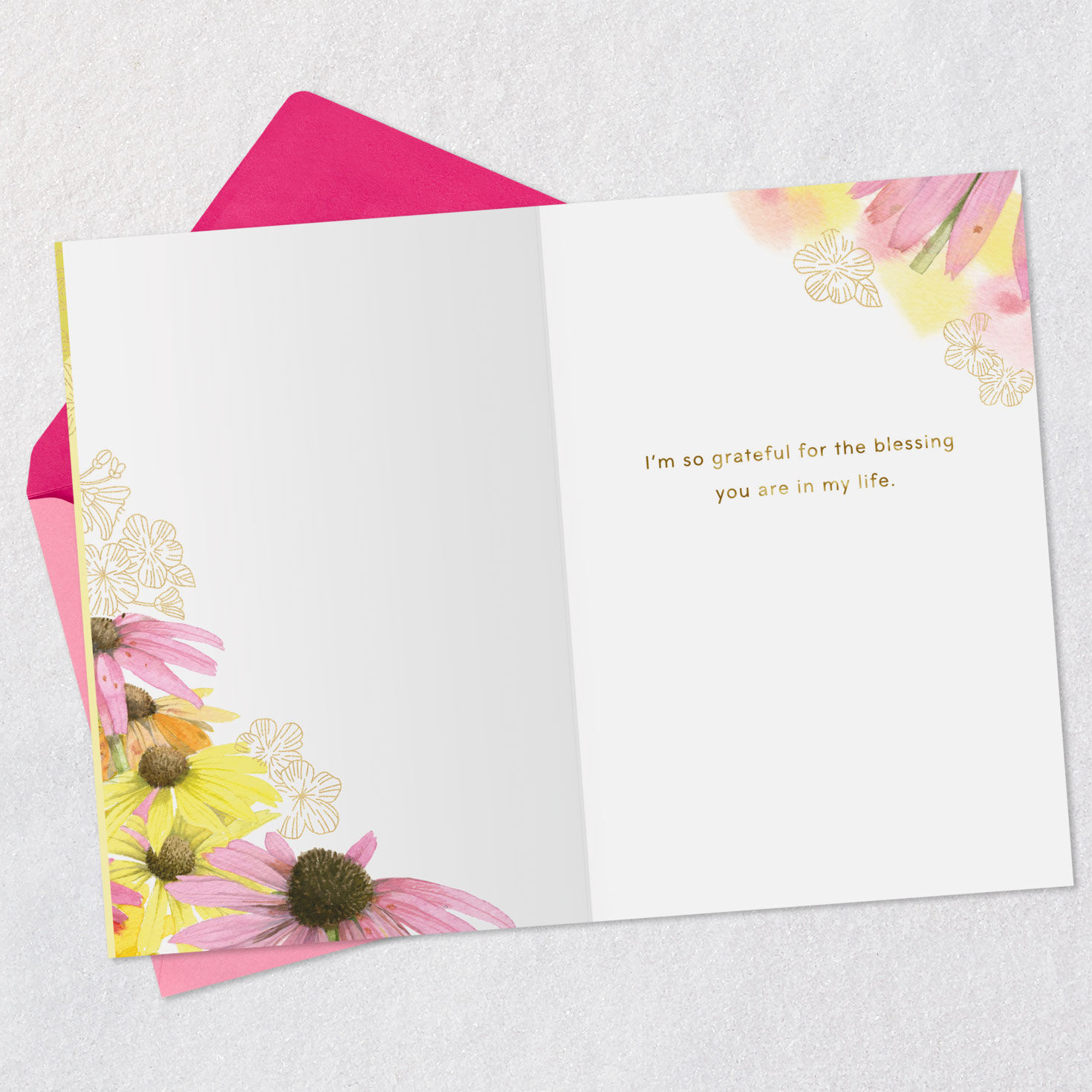 Pink and Yellow Flowers Easter Card Open card with envelope image number 3