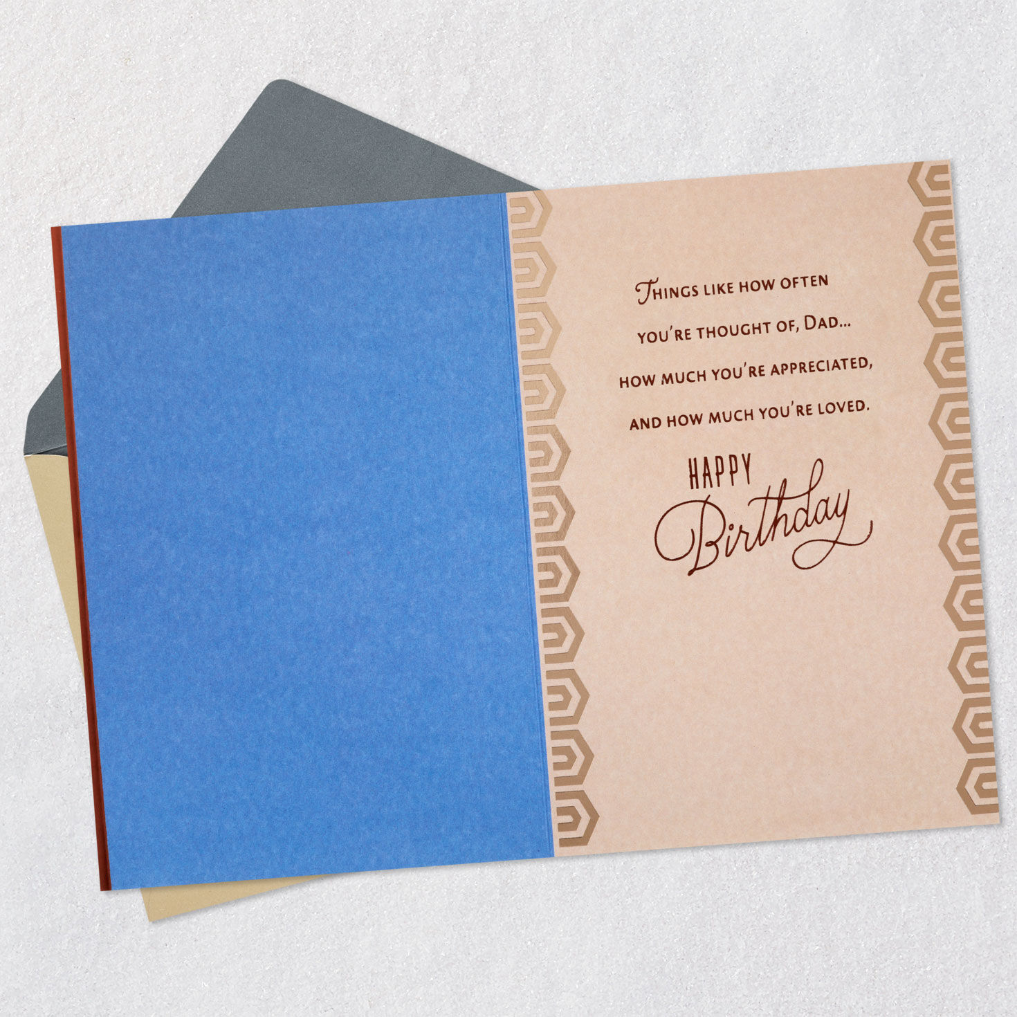 Brown Banner on Blue Birthday Card for Dad Open card with envelope image number 3