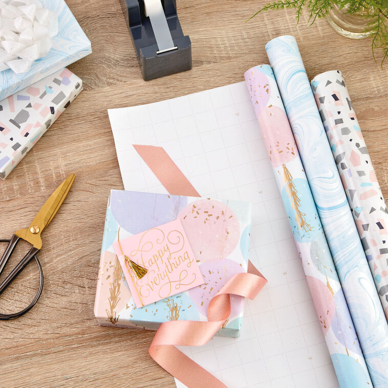 Wrapped Pastelle Pretty Pastels 6-Pack Wrapping Paper Roll Bundle, 130 sq. ft. total ...