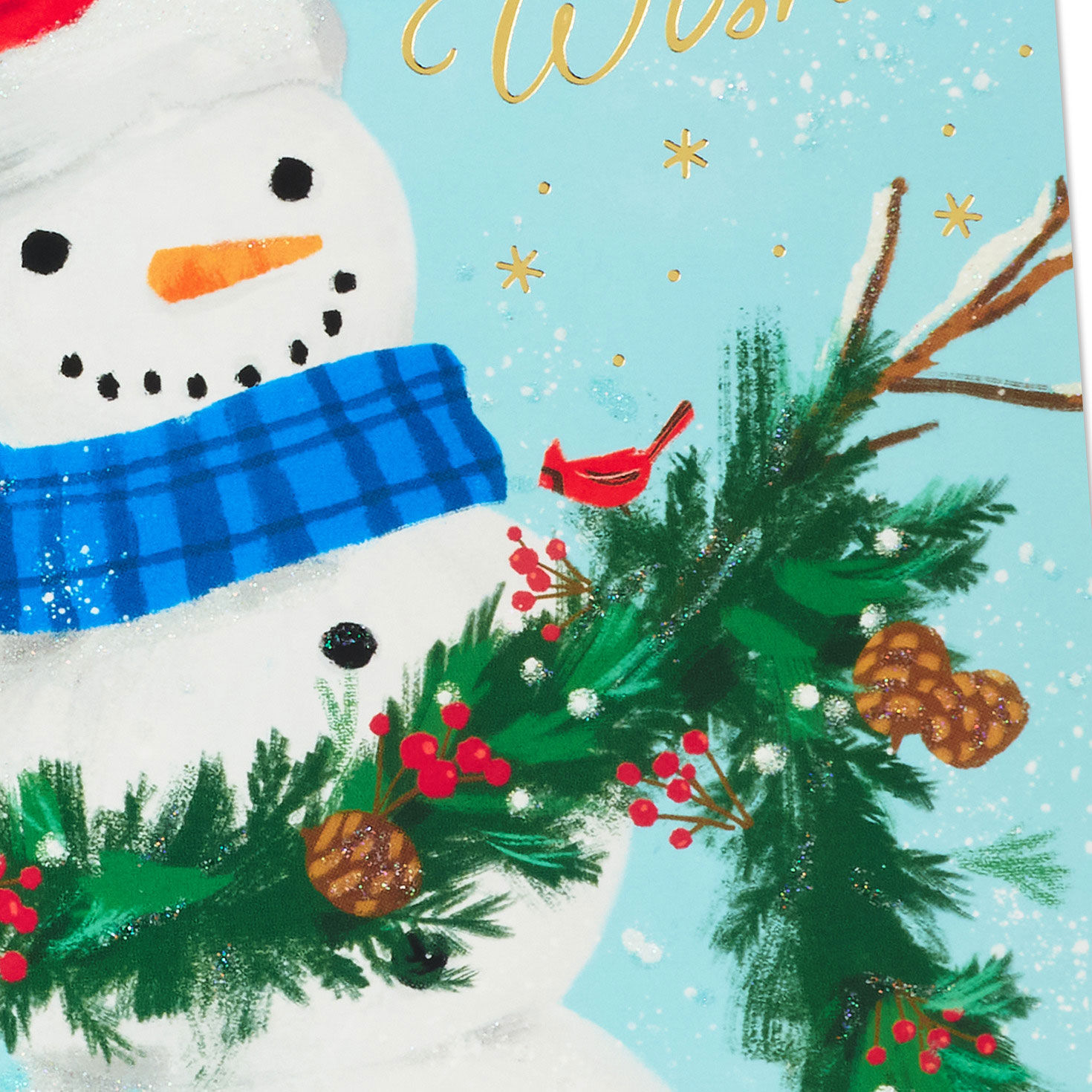 Smiling Snowman on Blue Boxed Christmas Cards Cover Detail image number 5