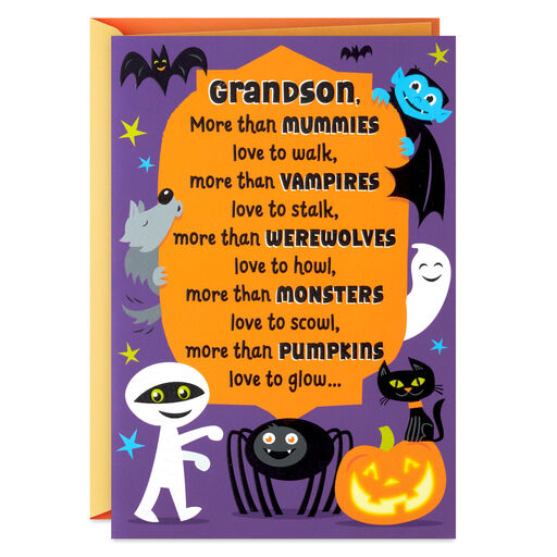 Love You More Than You Know Halloween Card for Grandson, 
