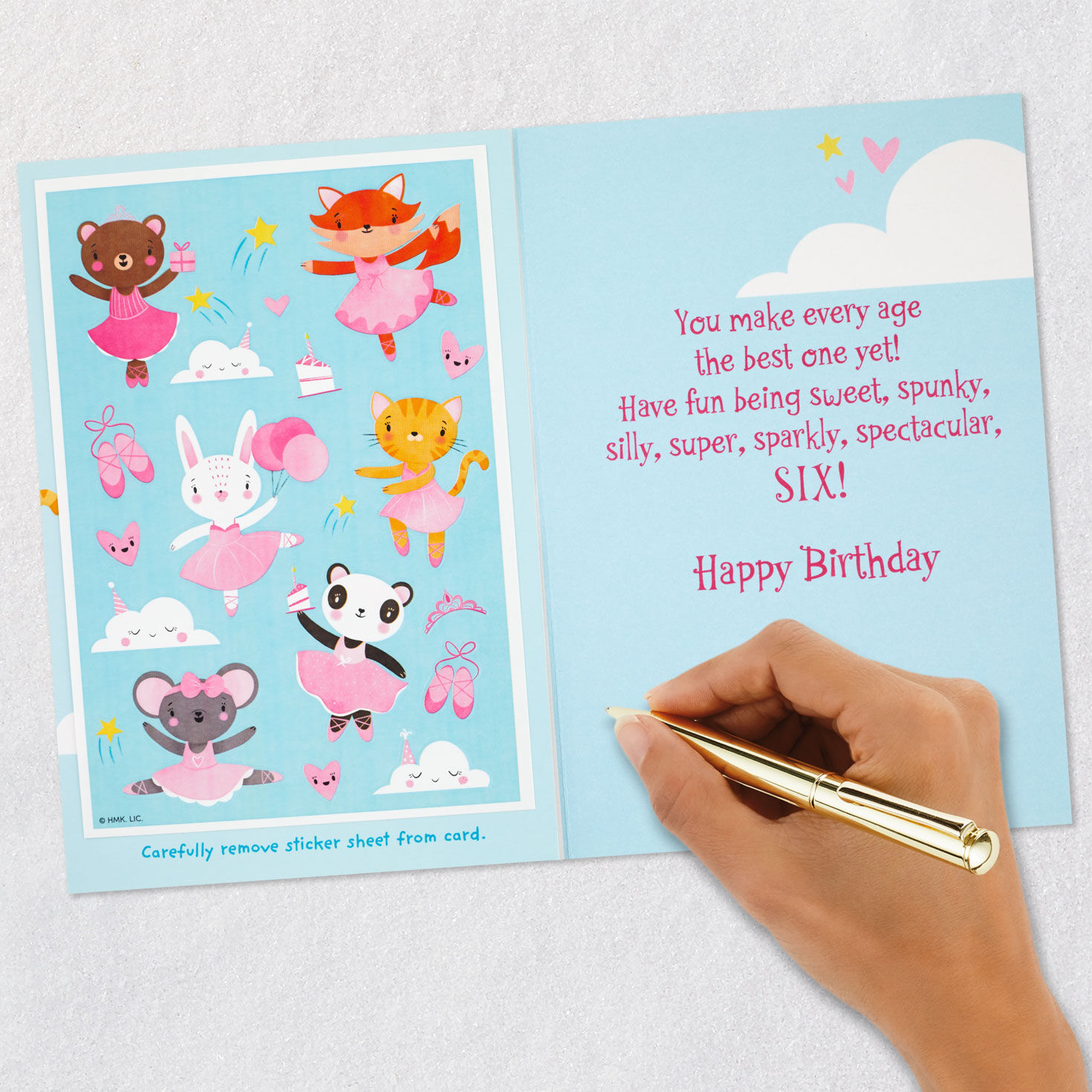 Sweet Six Ballerina Animals 6th Birthday Card With Stickers, , large image number 7