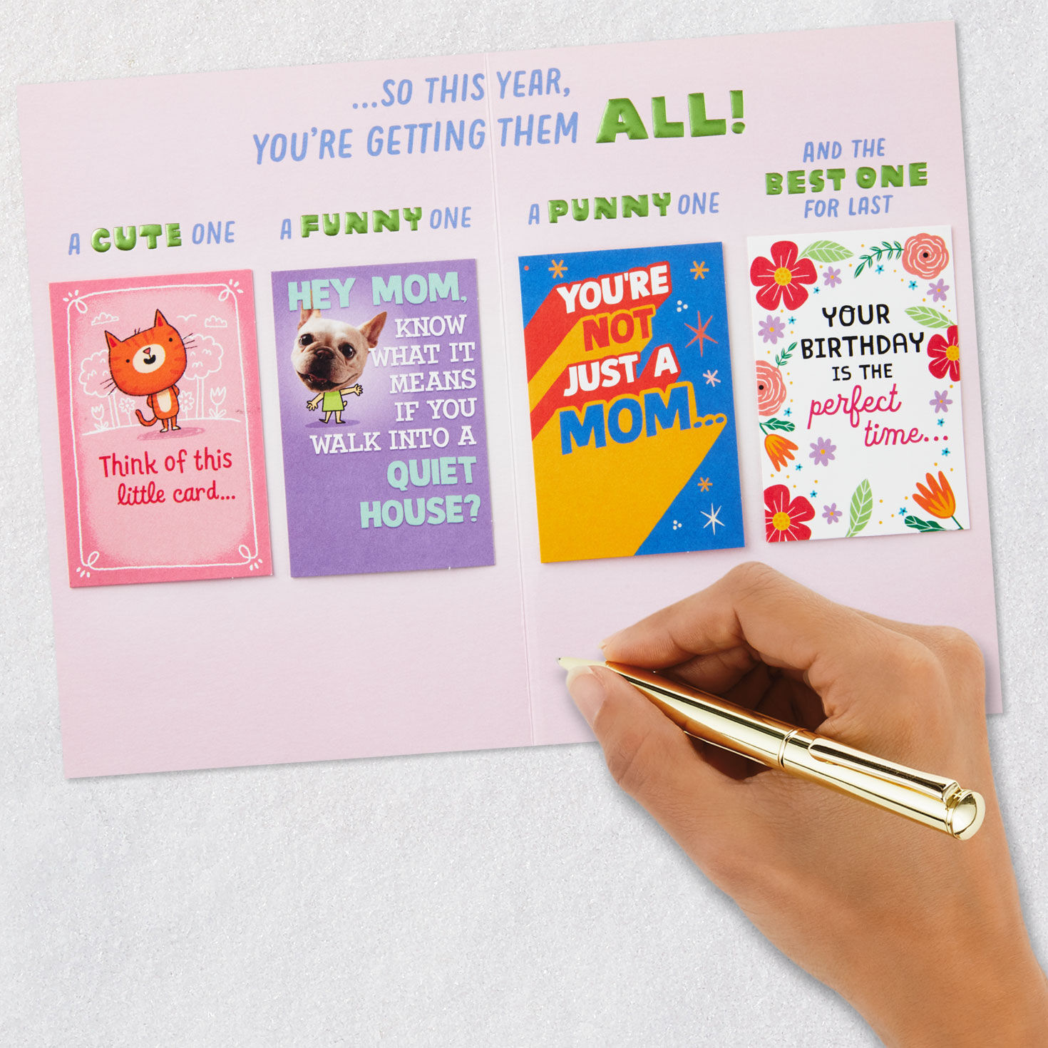 Four Mini Cards In One Birthday Card signing card image number 9