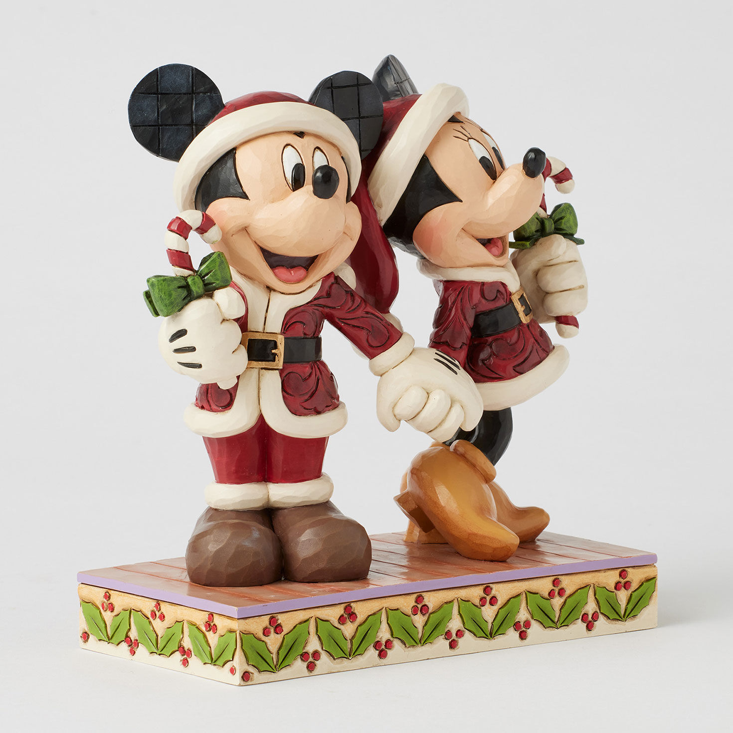 Jim Shore Mickey and Minnie in Santa Suits Figurine angled image number 3