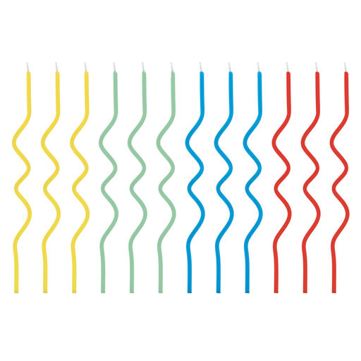 Colorful Squiggle Birthday Candles, Set of 12, Assorted Colors