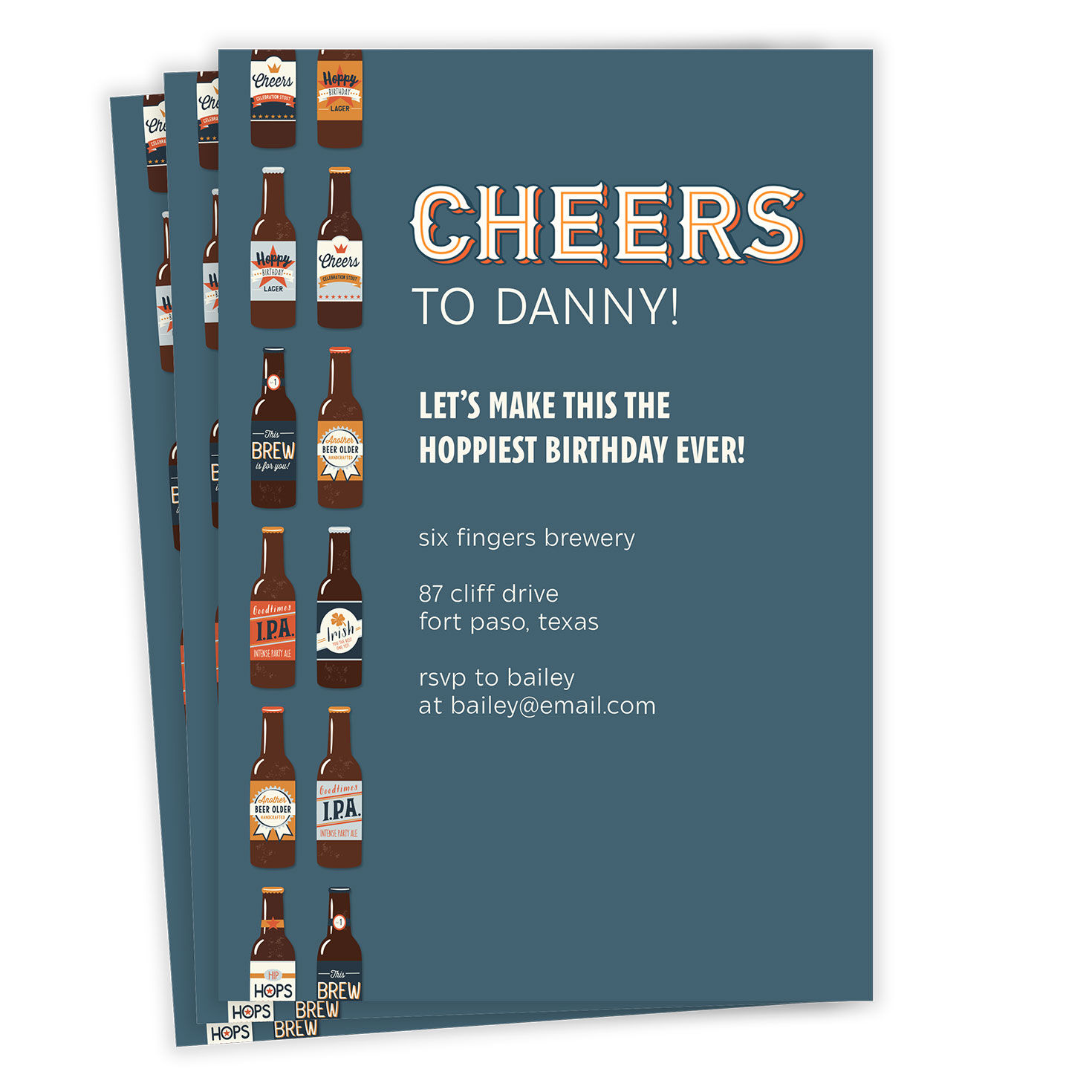 Cheers and Beers Flat Birthday Invitation