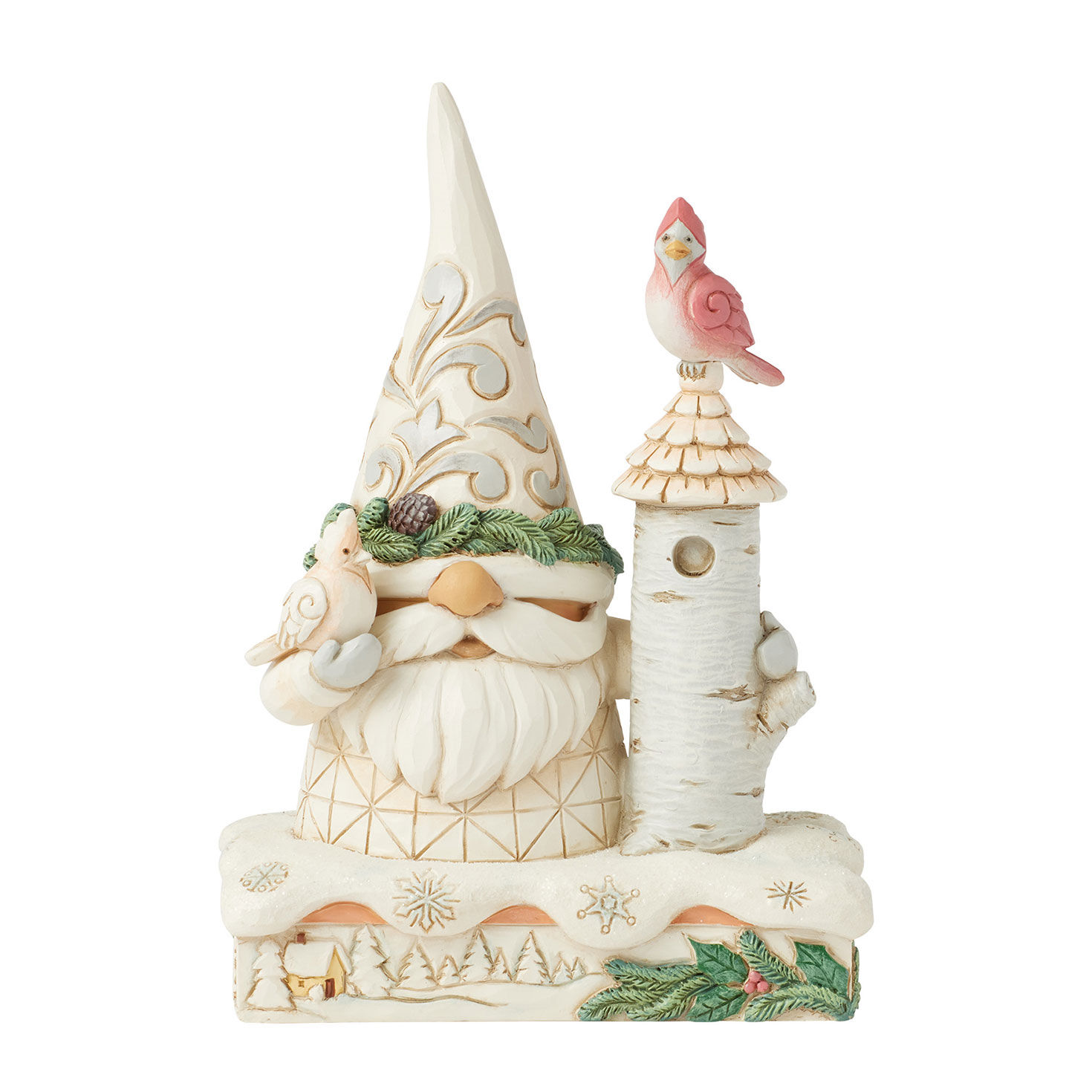 Jim Shore Woodland Gnome With Birdhouse and Birds Figurine, 6.22"