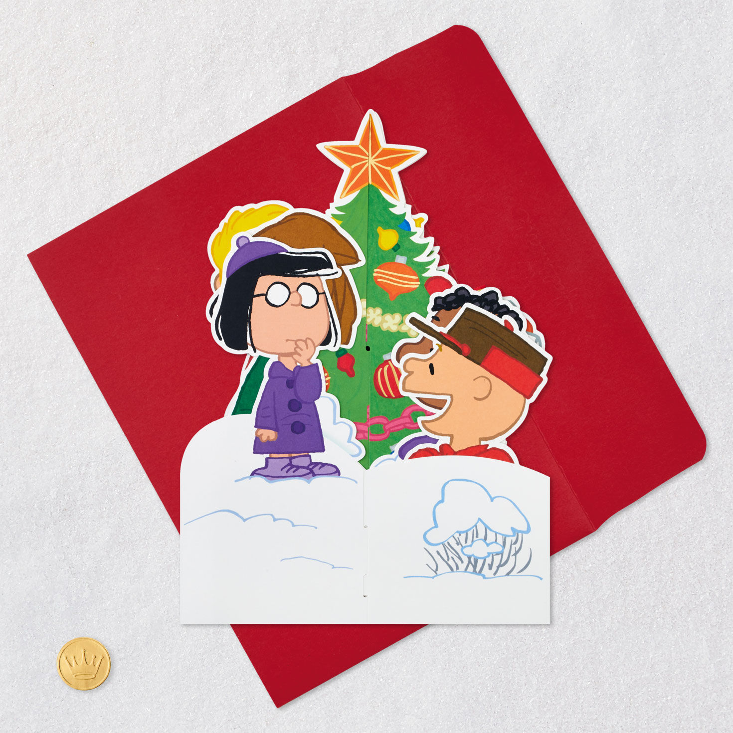 Jumbo The Peanuts® Gang Christmas Tree 3D Pop-Up Christmas Card ...
