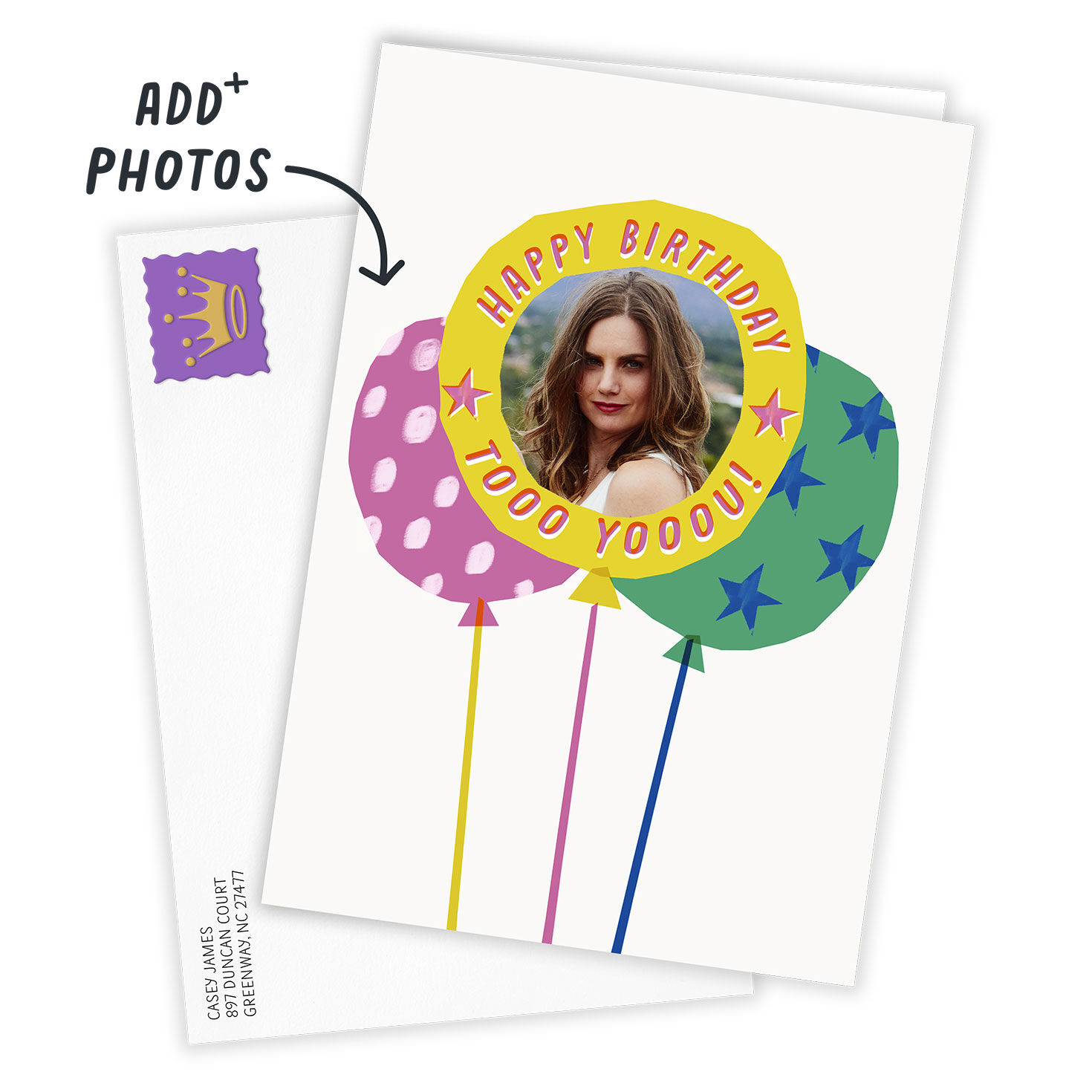 Bold and Bright Balloons Custom Birthday Card, , large image number 2