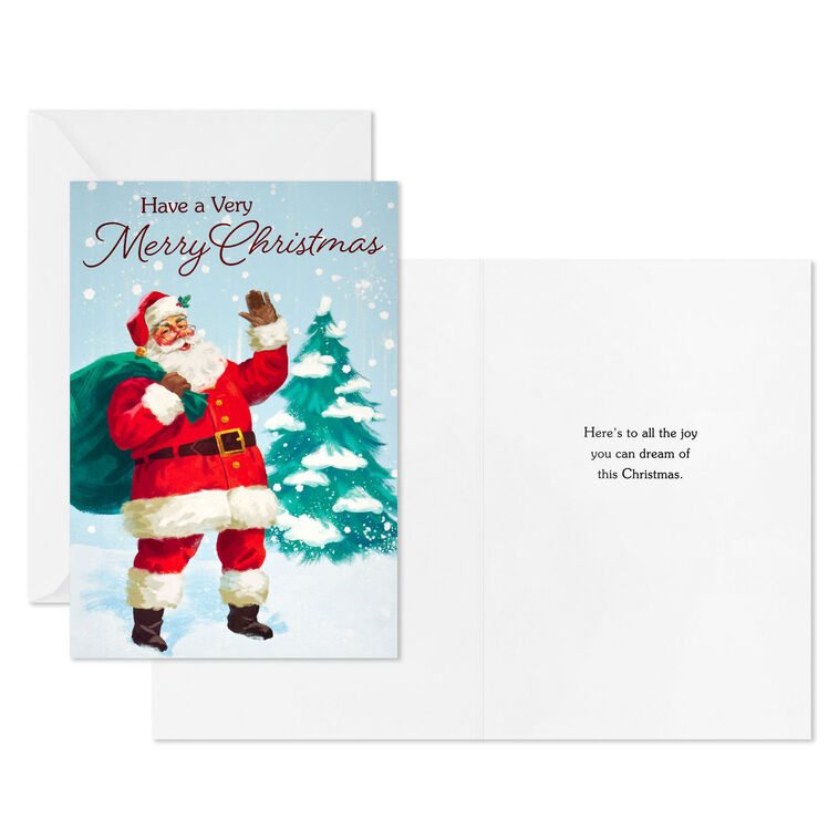 Vintage Santa in Snow Bulk Boxed Christmas Cards Card Front with Sentiment image number 3