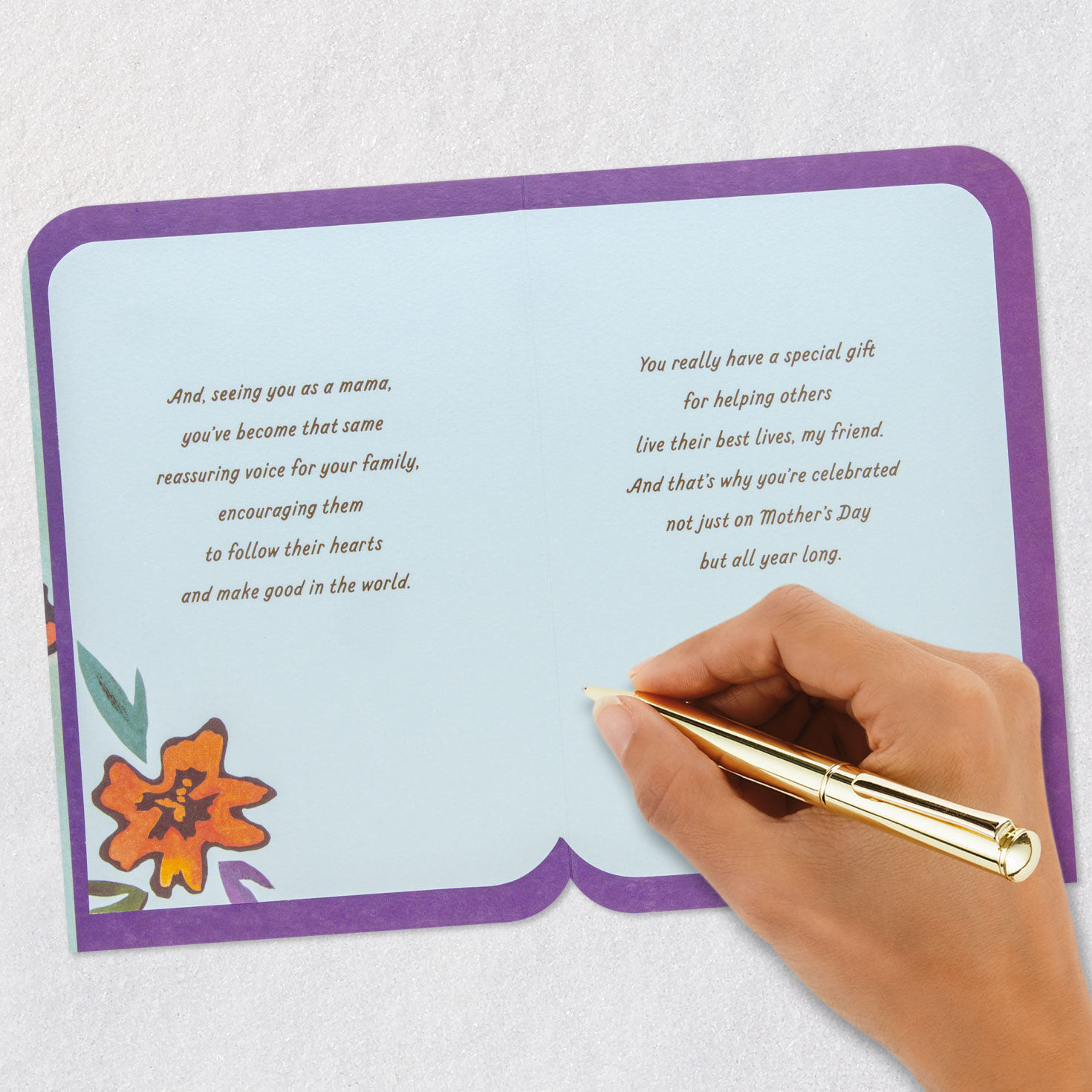 Tropical Flowers and Leaves Friend Mother's Day Card Signing Card image number 7