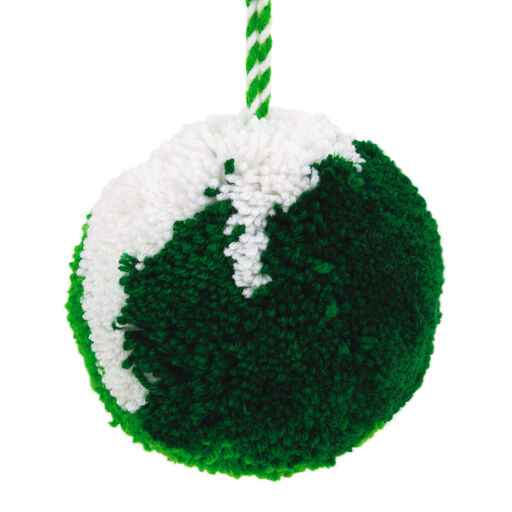 Green Yarn Pom-Pom Fabric Hallmark Ornament, 