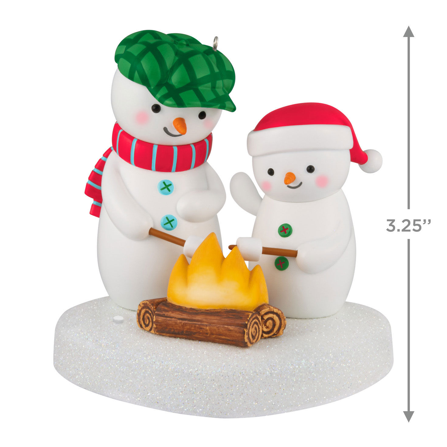 Snowmen Roasting Marshmallows Keepsake Ornament measurement image number 3