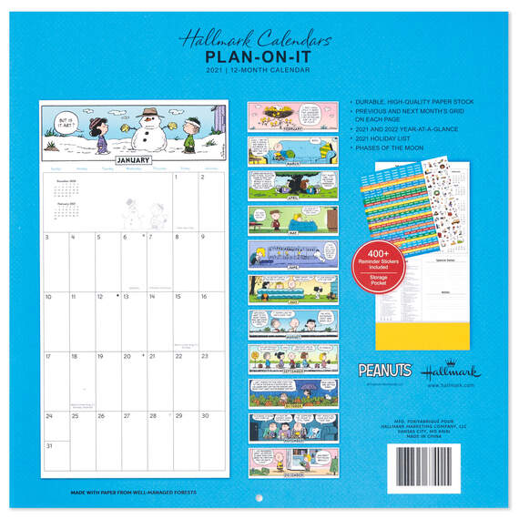 Peanuts® Large Grid 2021 Wall Calendar With Stickers, 12-Month, , large image number 2