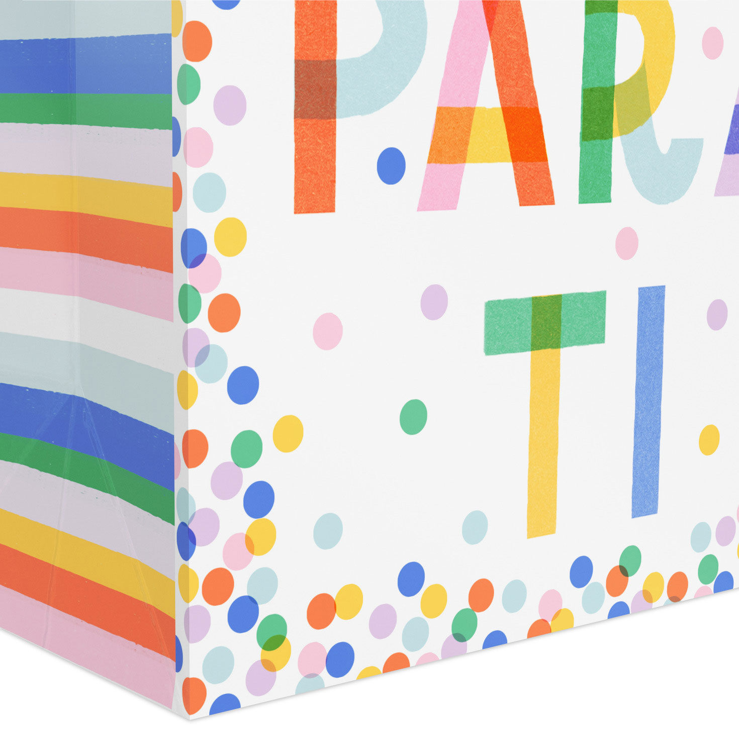 Spanish Language Colorful Dots Medium Gift Bag Base/Side Detail image number 5