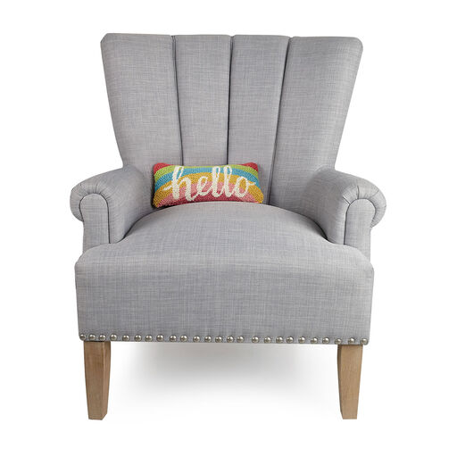 Hello Decorative Hooked Wool Pillow, 12x5, 