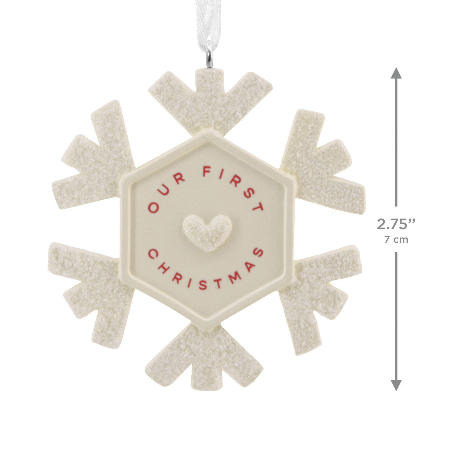 Our First Christmas White Snowflake Ornament measurement image number 3