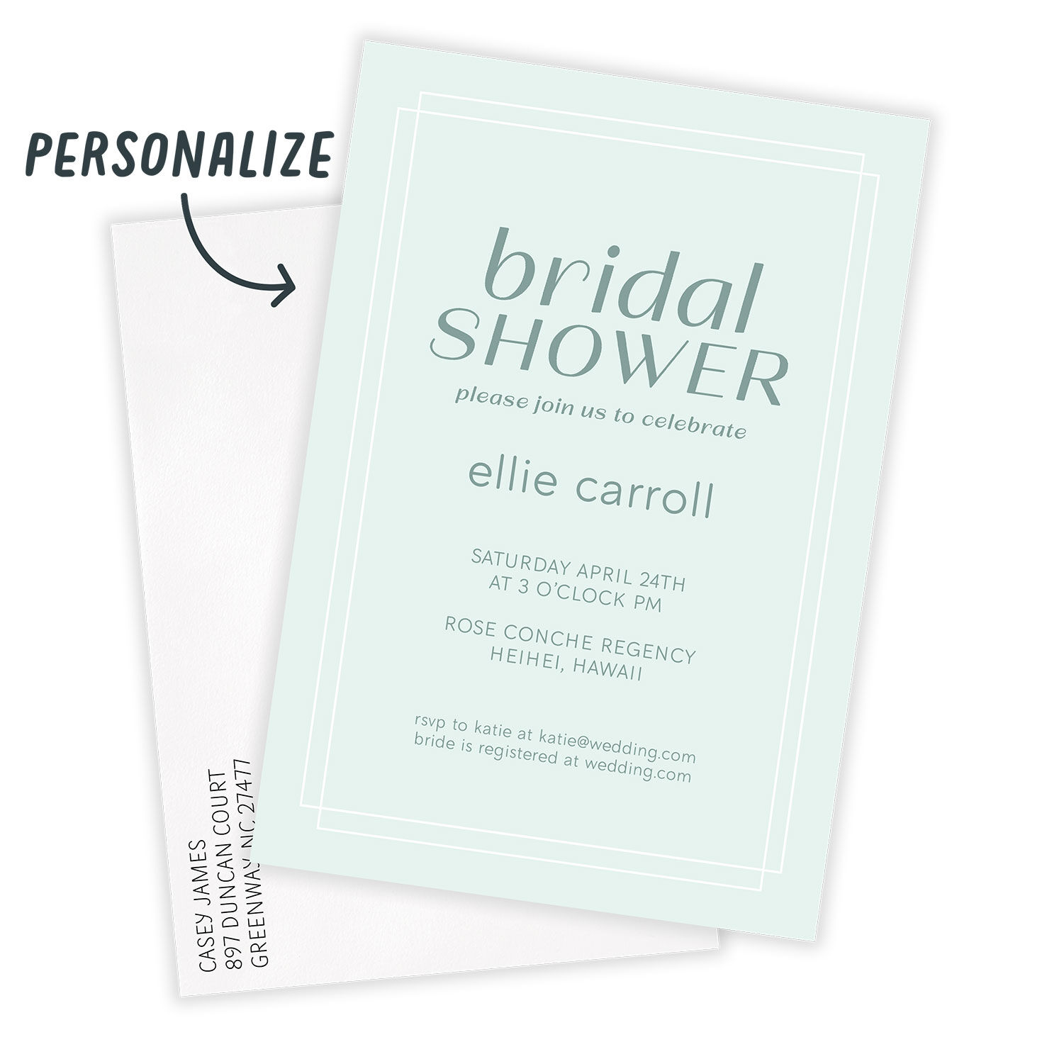 Serene Art Deco Bridal Shower Invitation, , large image number 2
