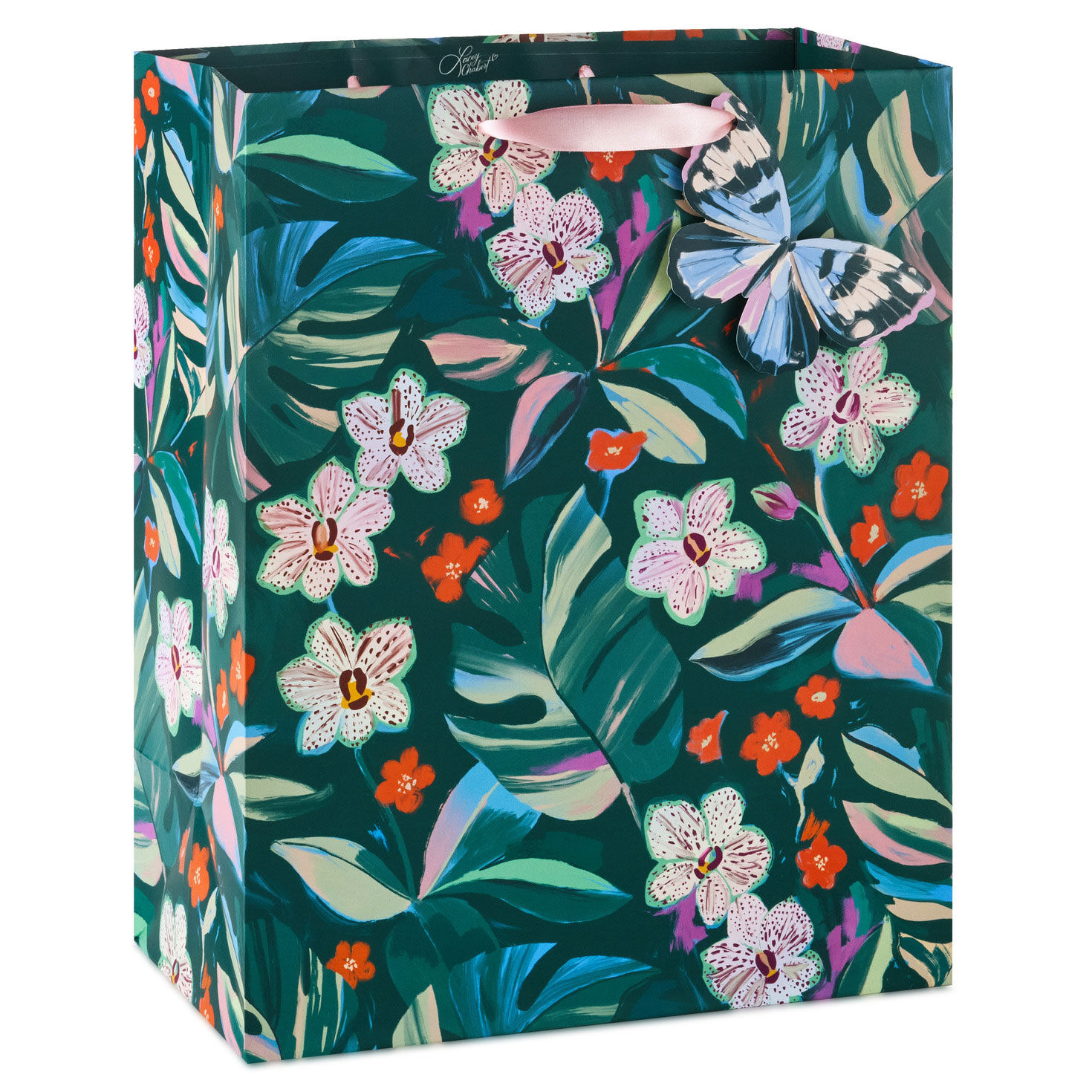 13" Lacey Chabert Collection Green Floral Large Gift Bag