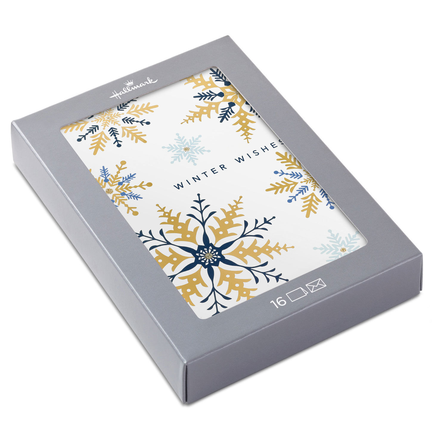 Snowflake Winter Wishes Boxed Christmas Cards, Pack of 16
