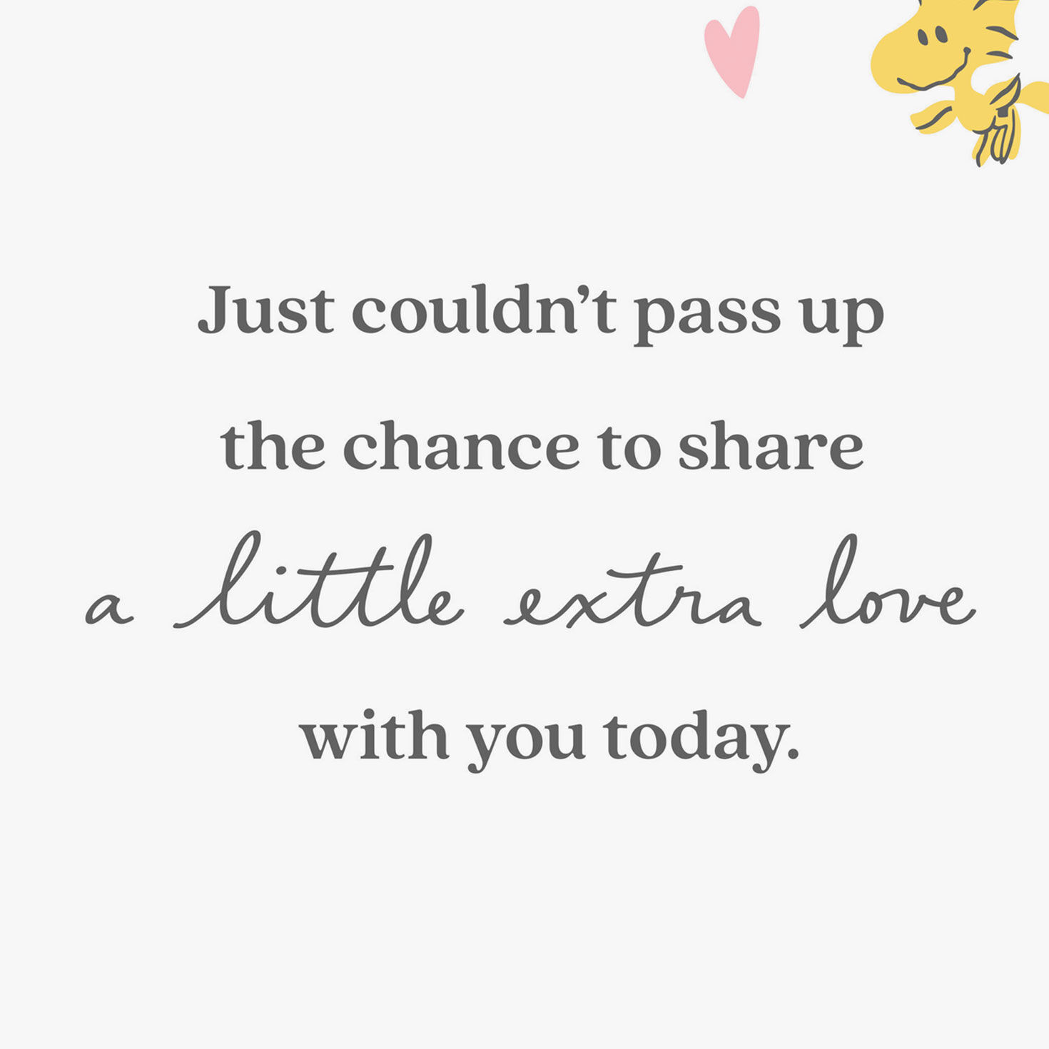 Snoopy Hugging Woodstock Red and Pink Valentine's Day Card Sentiment image number 2