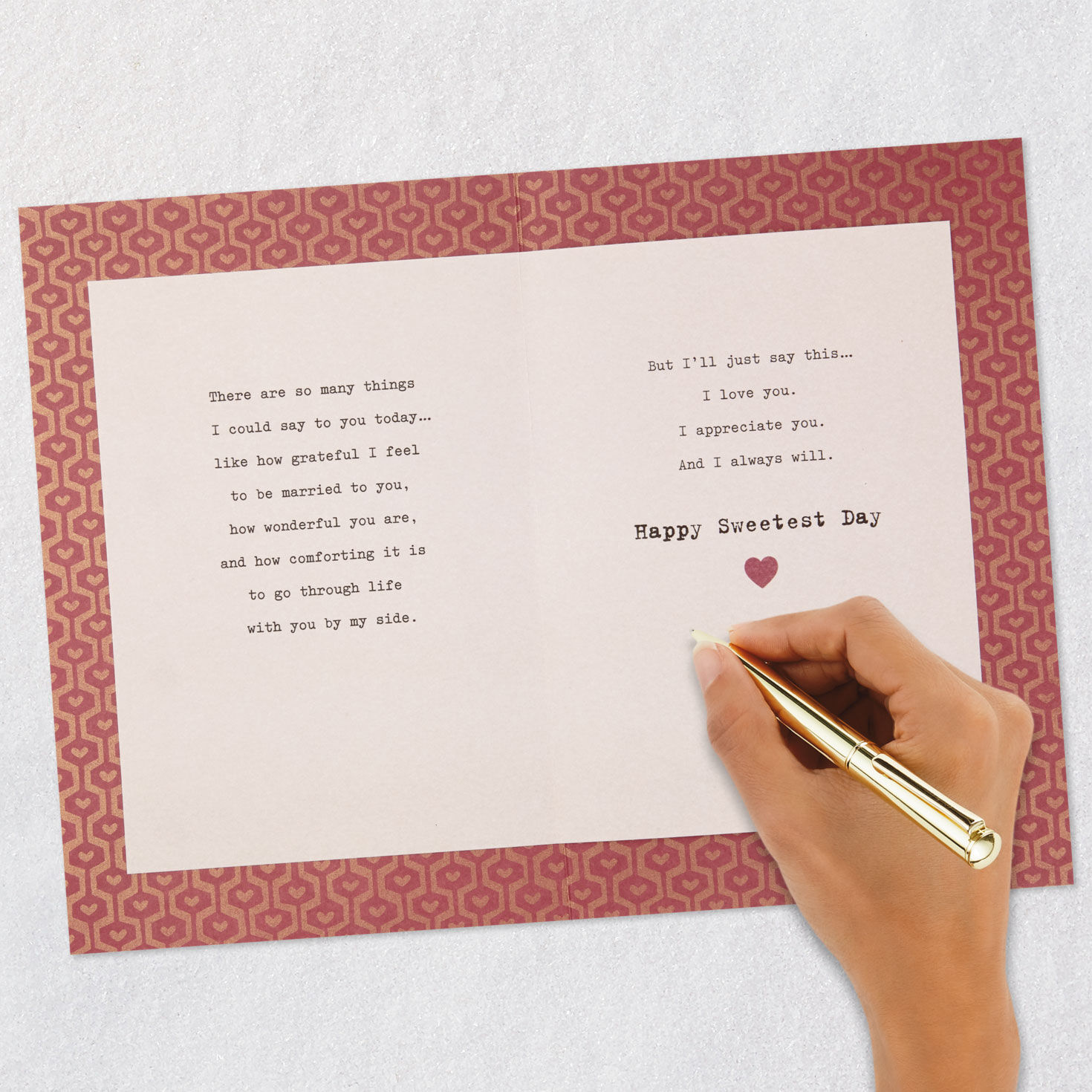 Red Banner Hearts Sweetest Day Card for Husband Signing card image number 7