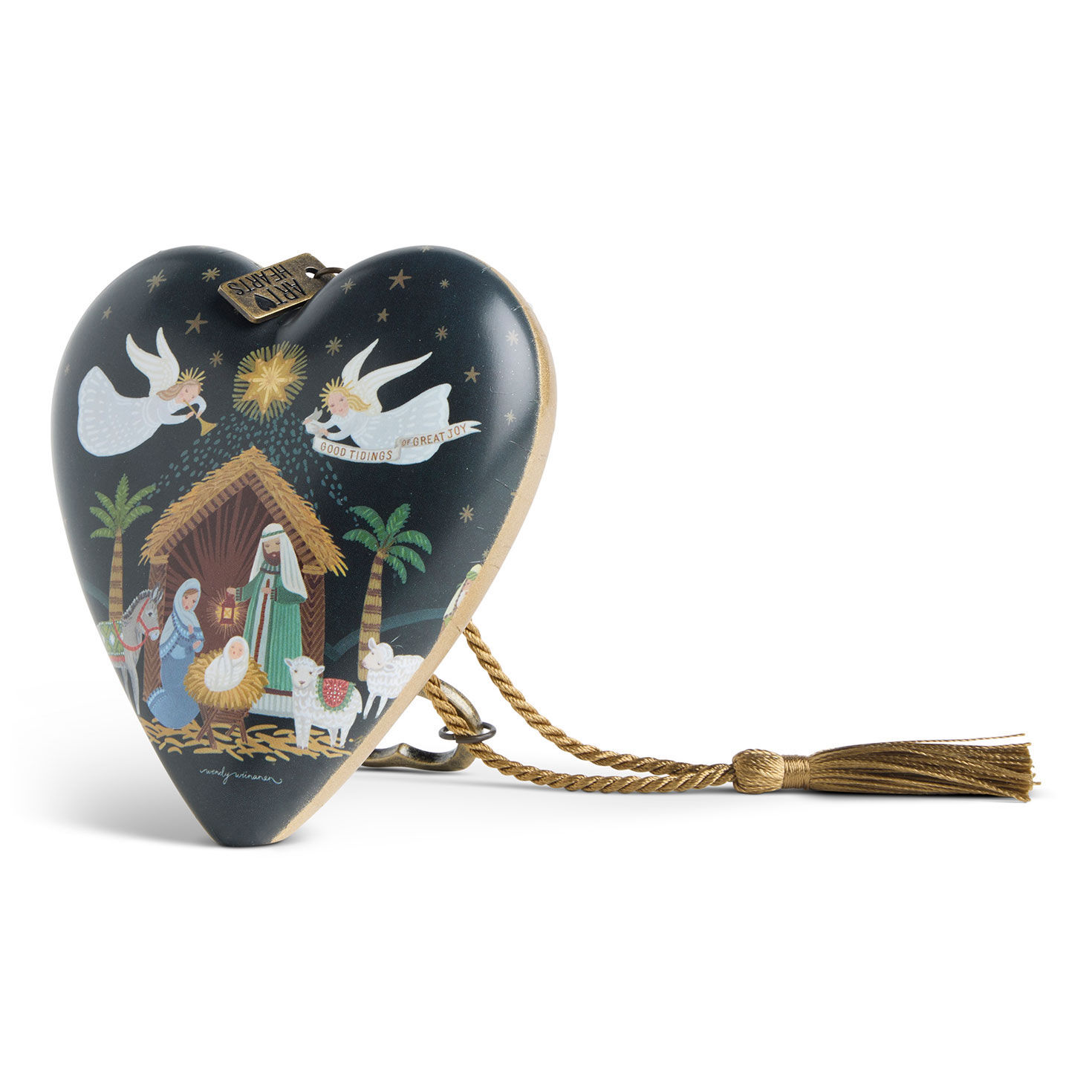 Nativity Scene Heart Sculpture With Hanging Tassel side image number 2