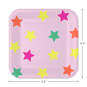 Colorful Stars on Pink Square Dinner Plates, Set of 8, , large image number 3
