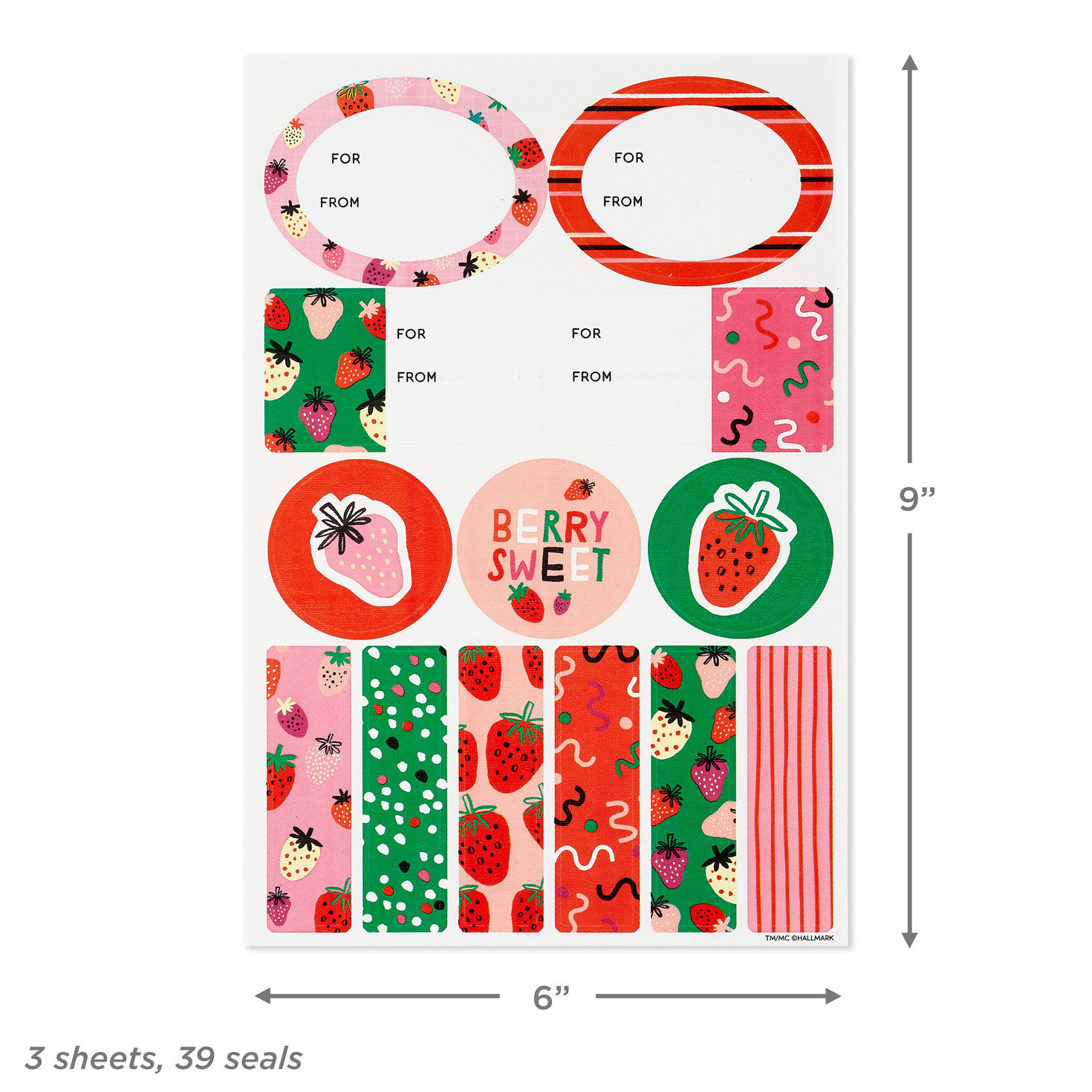 Strawberry-Scented Colorful Gift Tags and Stickers measurement image number 3