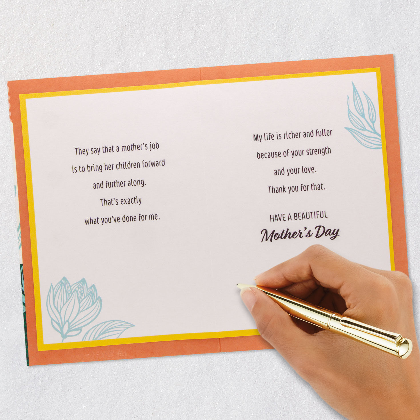 Flowers and Leaves Mama Mother's Day Card From Daughter Signing Card image number 7