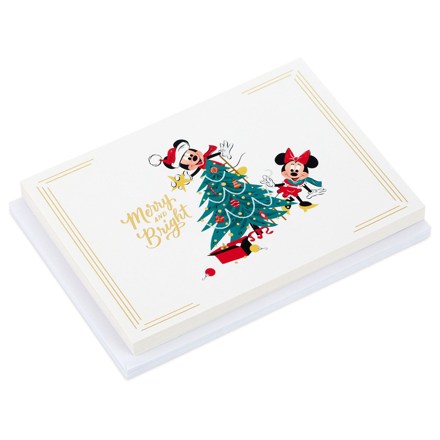 Disney Mickey and Minnie Merry and Bright Christmas Cards, Box of 16