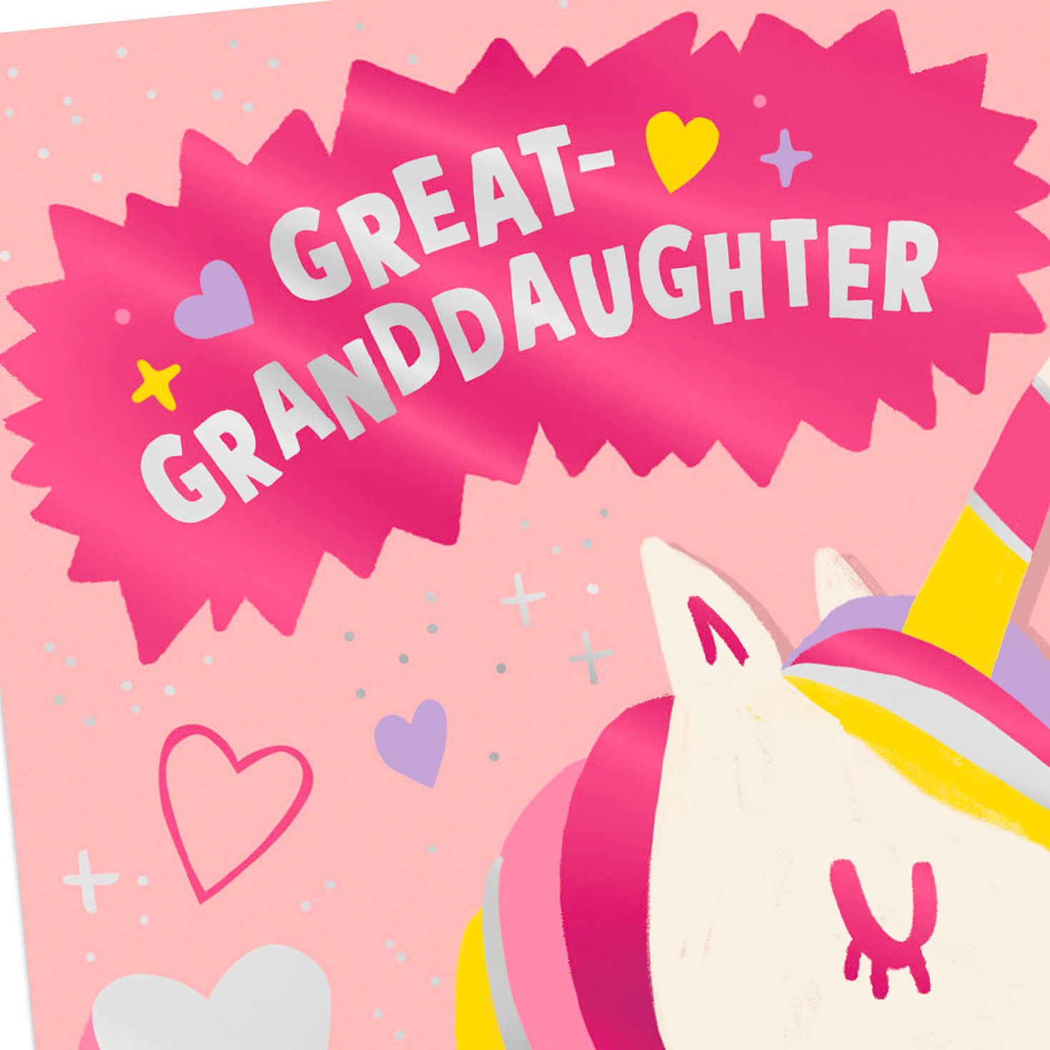 Unicorn and Hearts Great-Granddaughter Valentine's Card Pop-up Card Detail image number 4