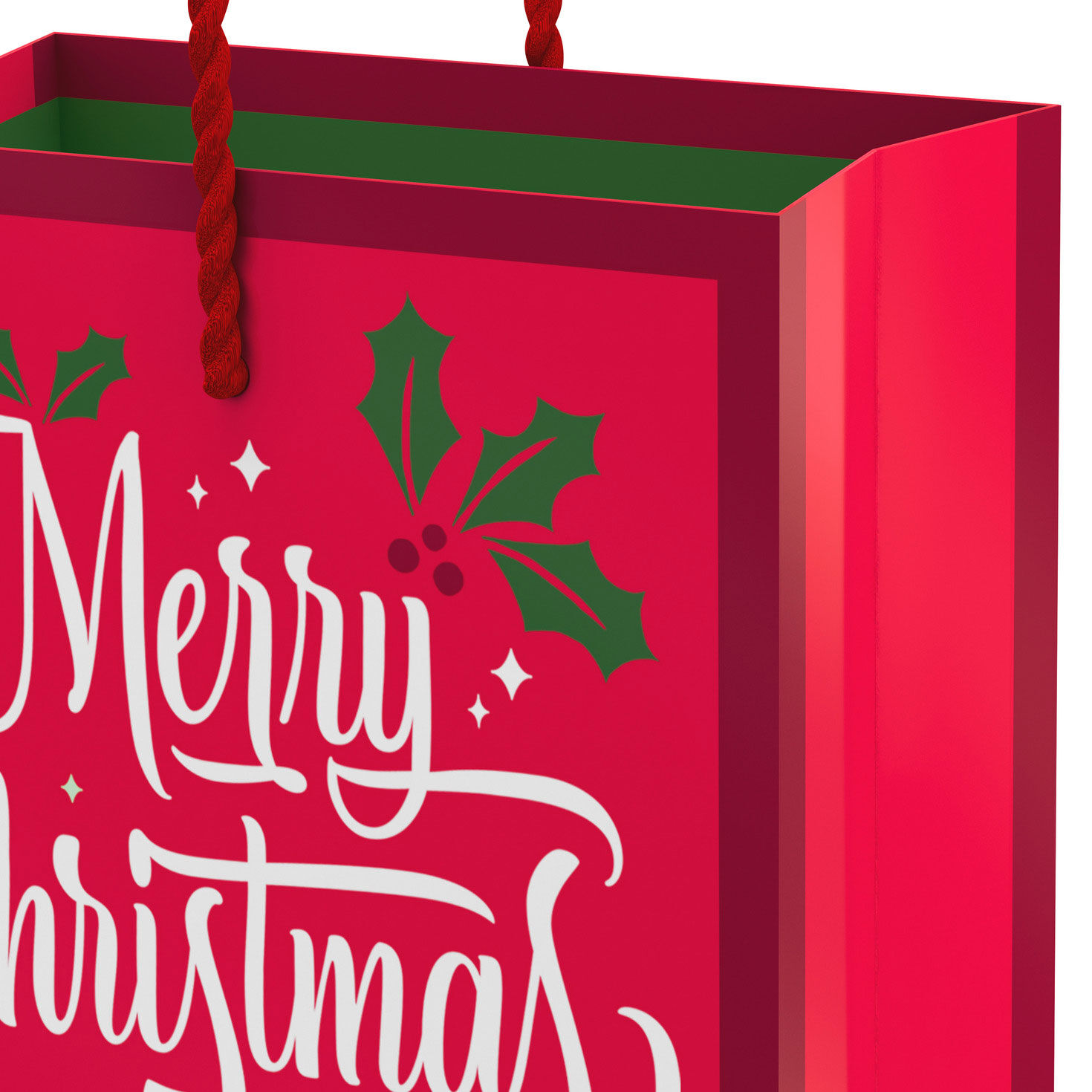 Red Merry Christmas Gift Card Holder Bag Handle Detail image number 4