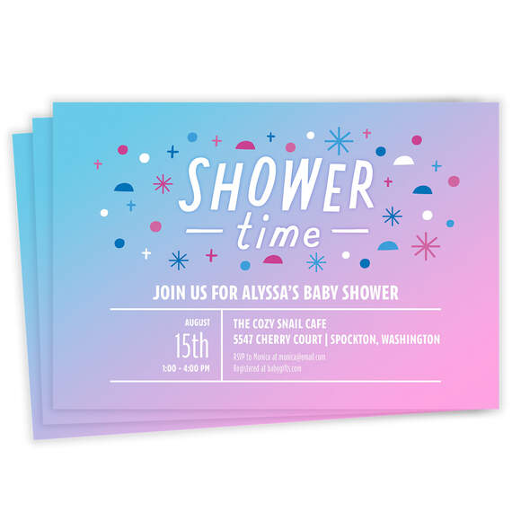 Pink and Blue Ombré Baby Shower Invitation
