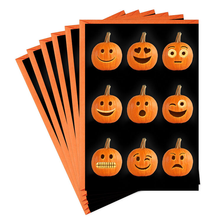 Pumpkin Face Emojis Halloween Cards, Pack of 6