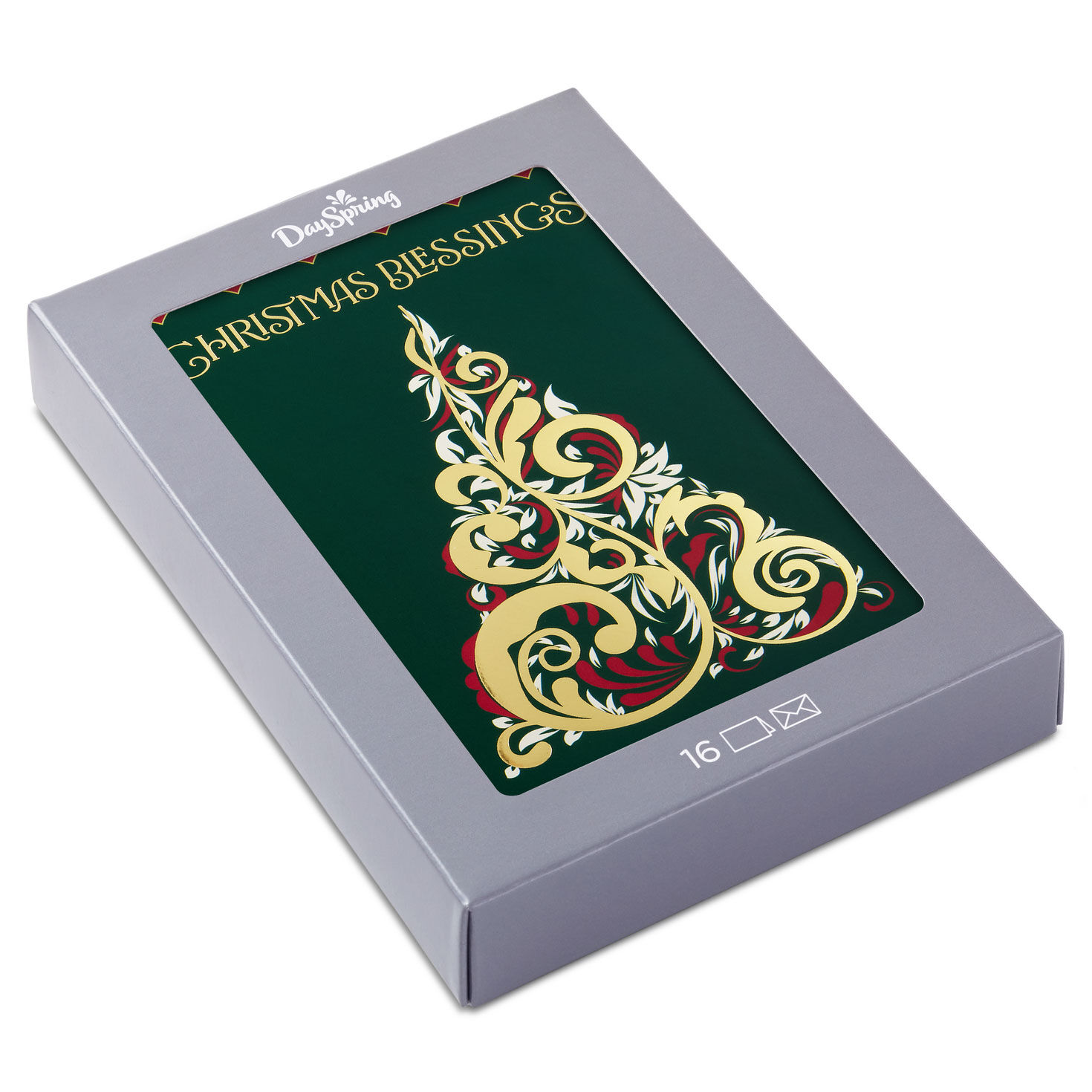 Filigree Tree Religious Boxed Christmas Cards, Pack of 16