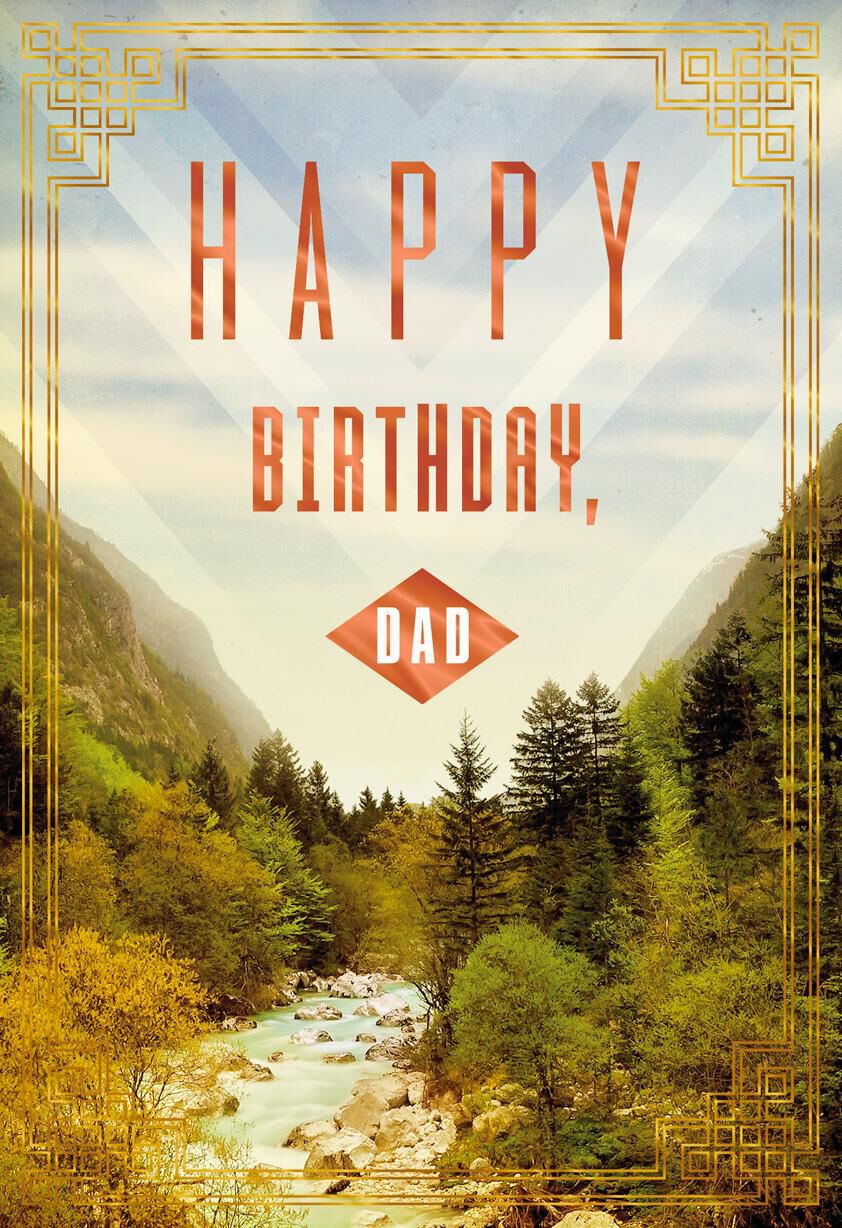 Mountain Stream Scenery Birthday Card for Dad