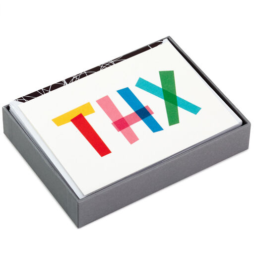 Colorful All-Caps Thanks Blank Thank-You Notes, Box of 10, 