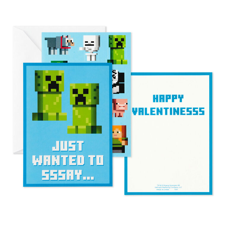 Mini Minecraft Kids Assorted Valentine's Day Cards With Stickers, Pack of 24, , large image number 3