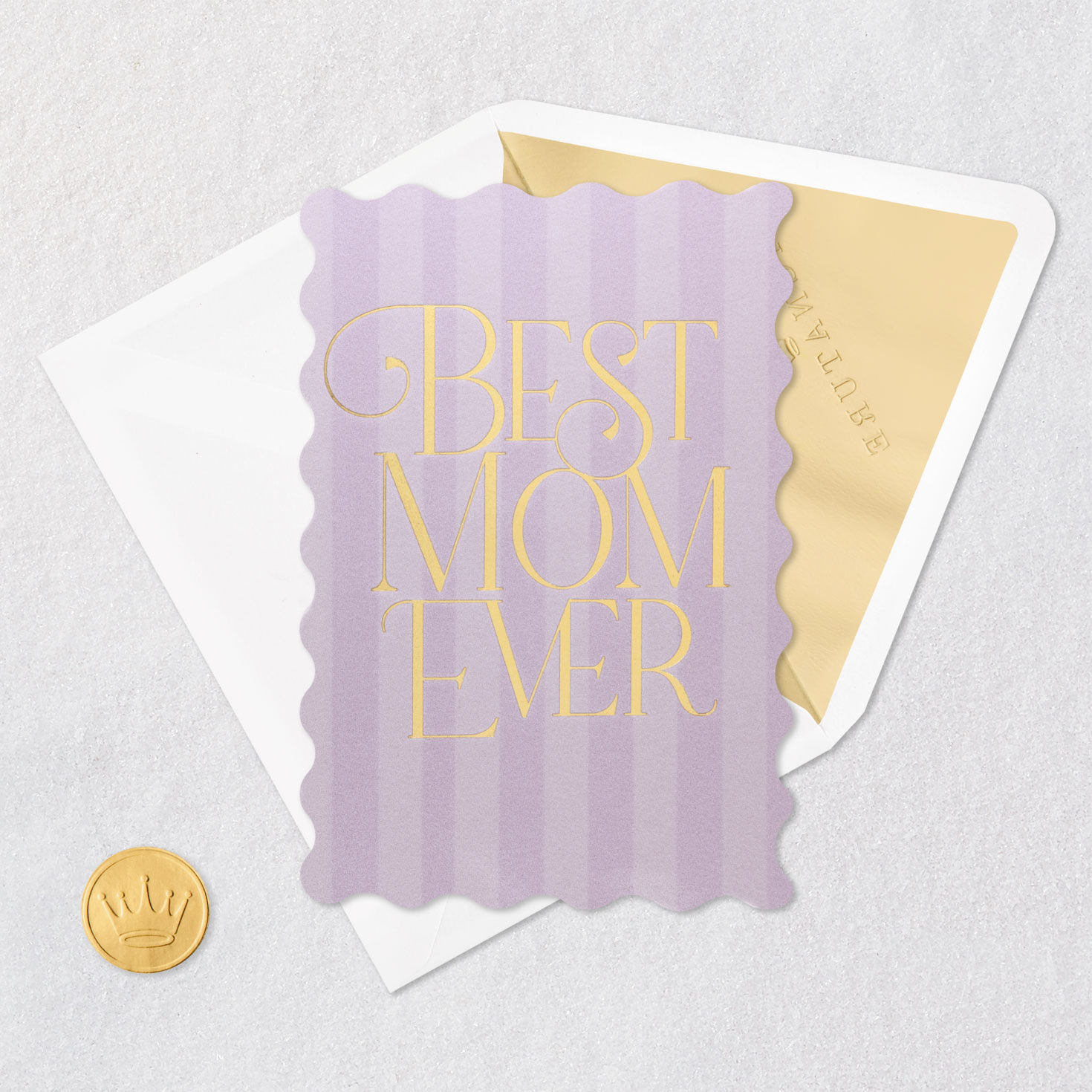 Gold Letters on Purple Stripes Mother's Day Card Card Front with Envelope and Gold Seal image number 5