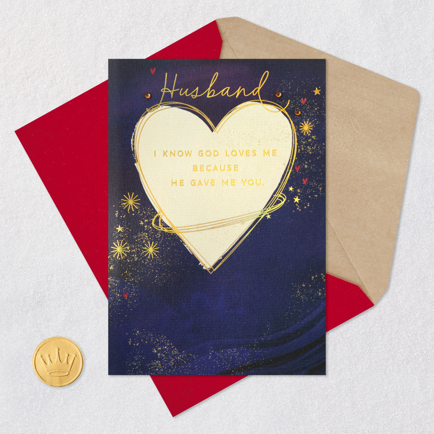 Celestial Heart Valentine's Day Card for Husband Card Front with Envelope and Gold Seal image number 7