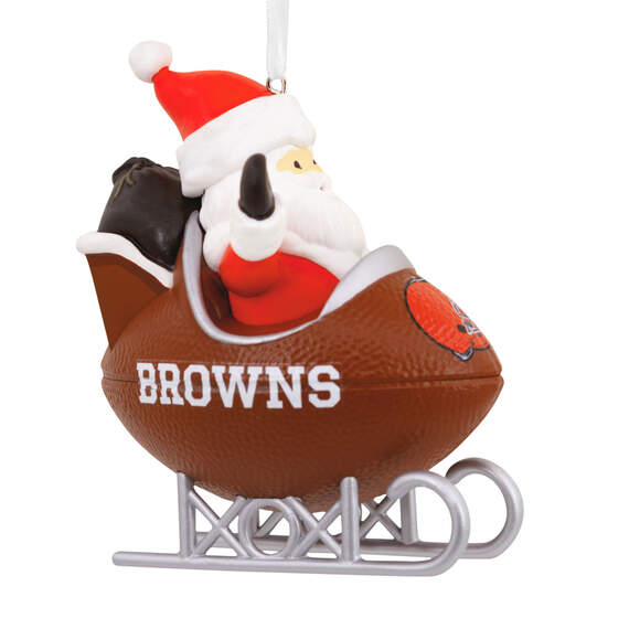 NFL Cleveland Browns Santa Football Sled Hallmark Ornament, , large image number 1